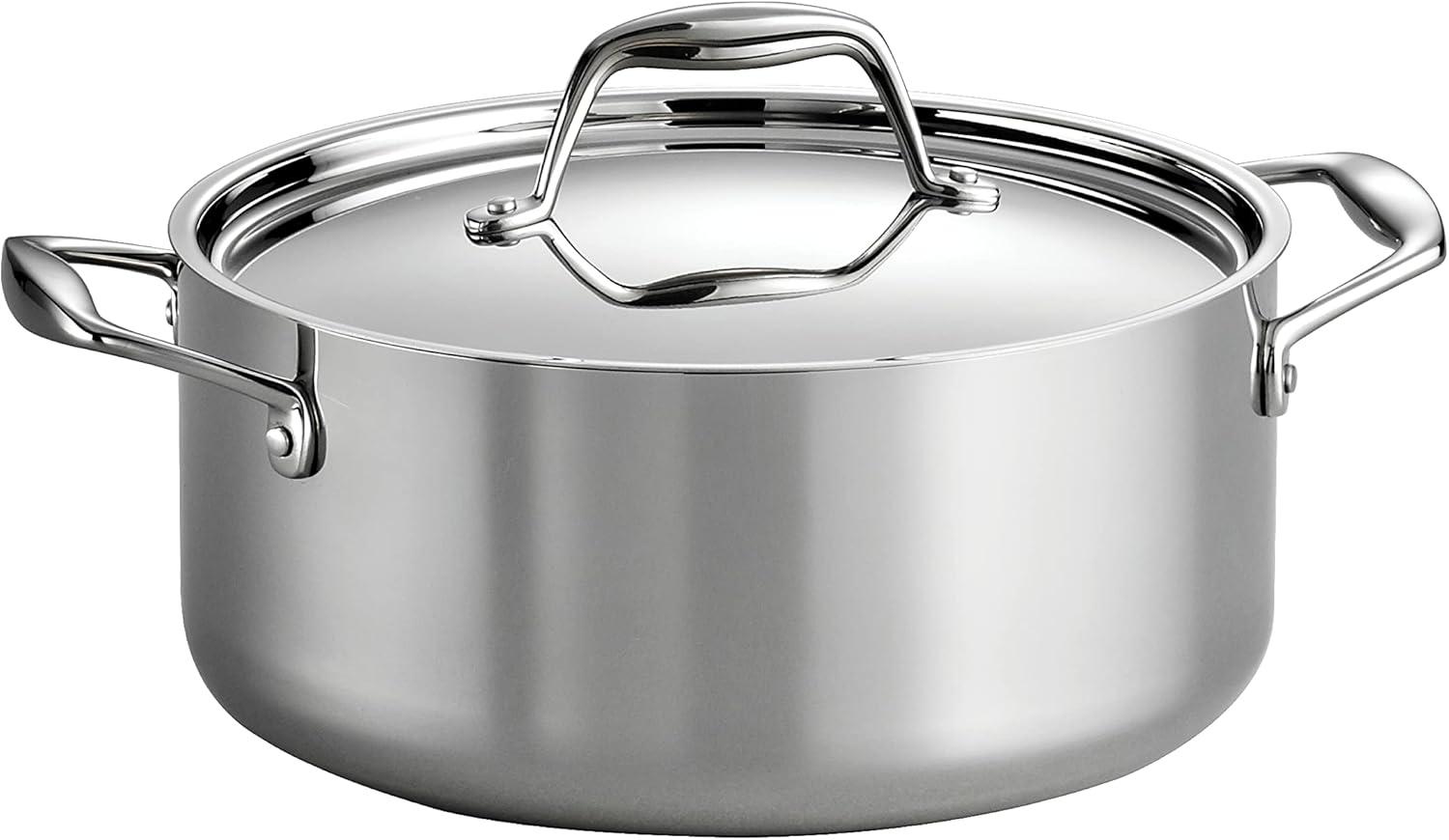 Tri-Ply Clad 5-Quart Stainless Steel Round Dutch Oven