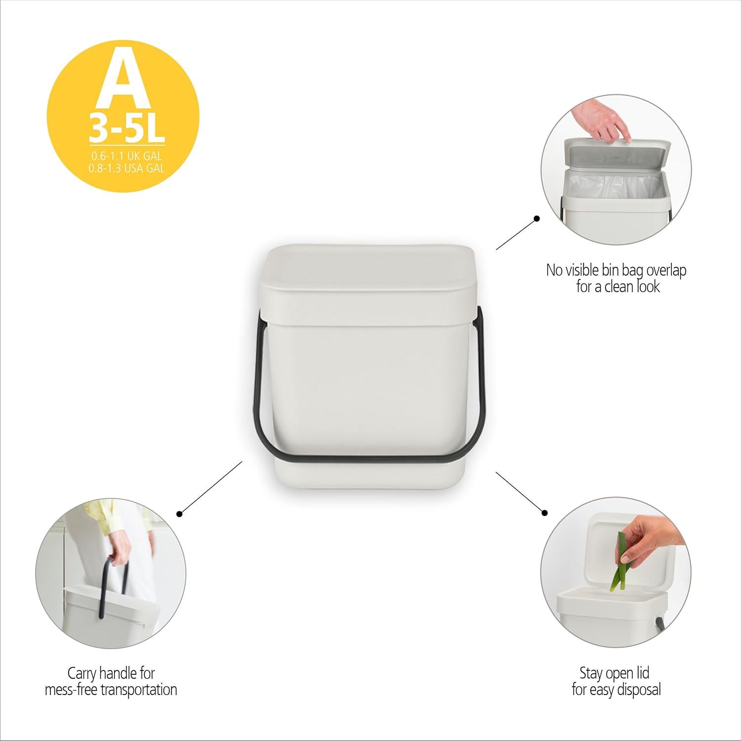 Jade Green Plastic Kitchen Compost Bin with Handle