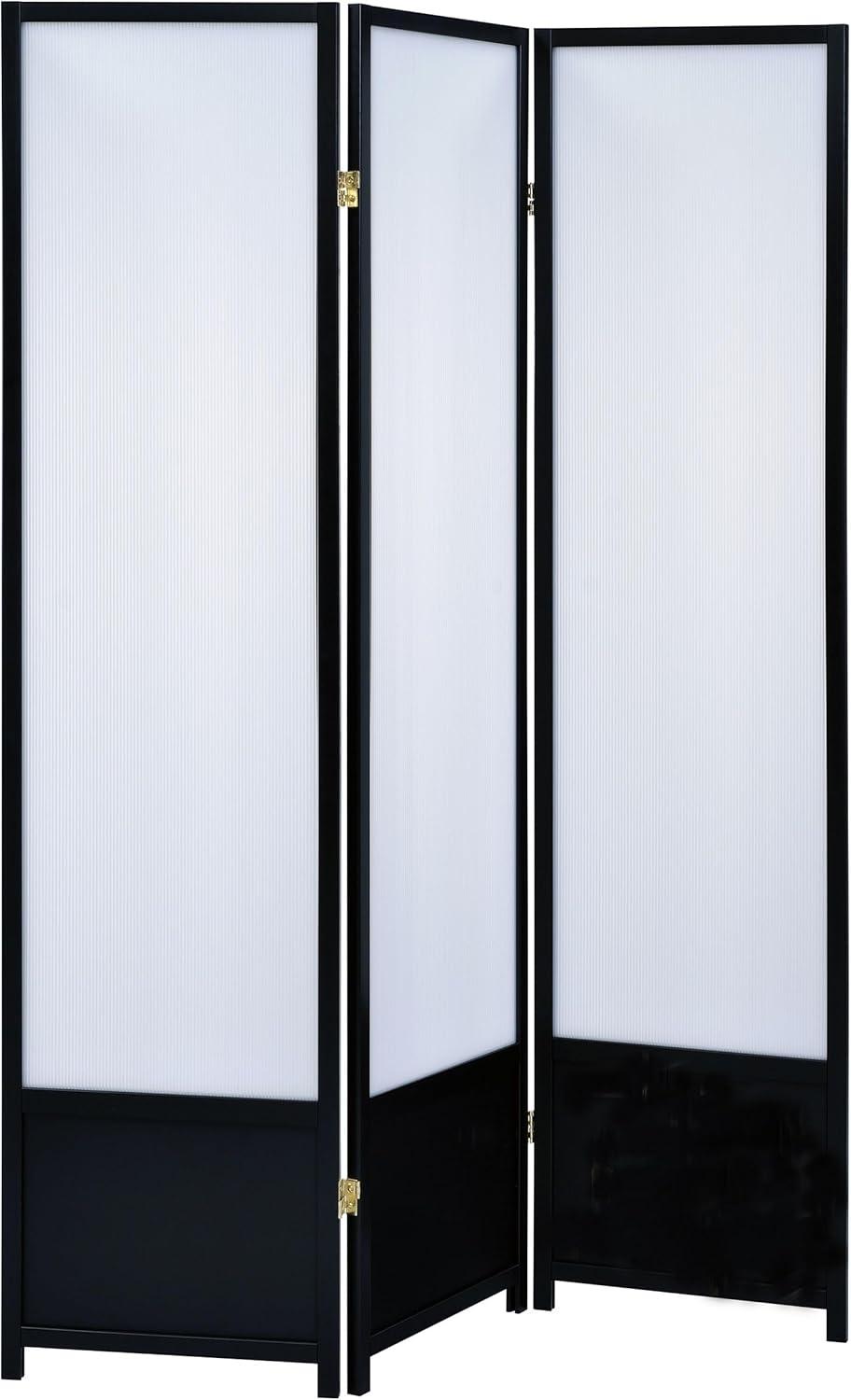 Coaster Home Furnishings Calix 3-panel Folding Floor Screen Translucent and Black