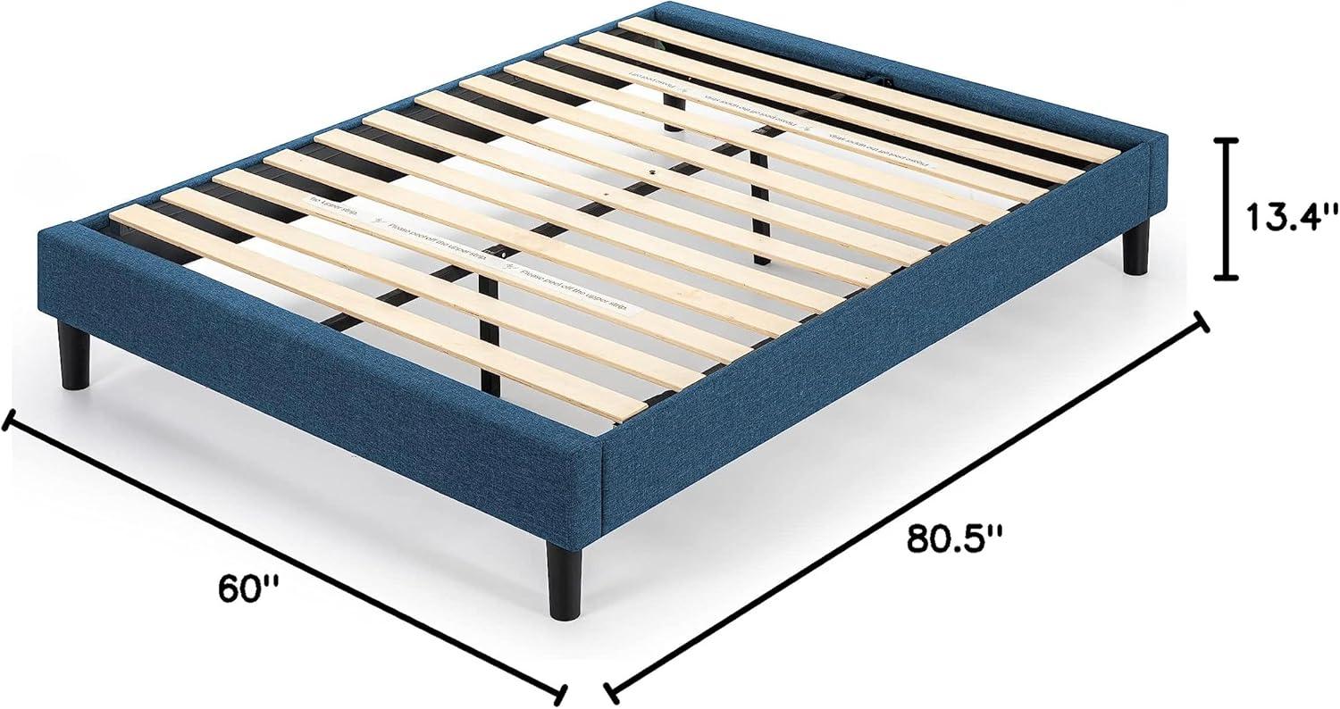 Zinus Curtis 13" Upholstered Platform Bed Frame, Navy, Queen