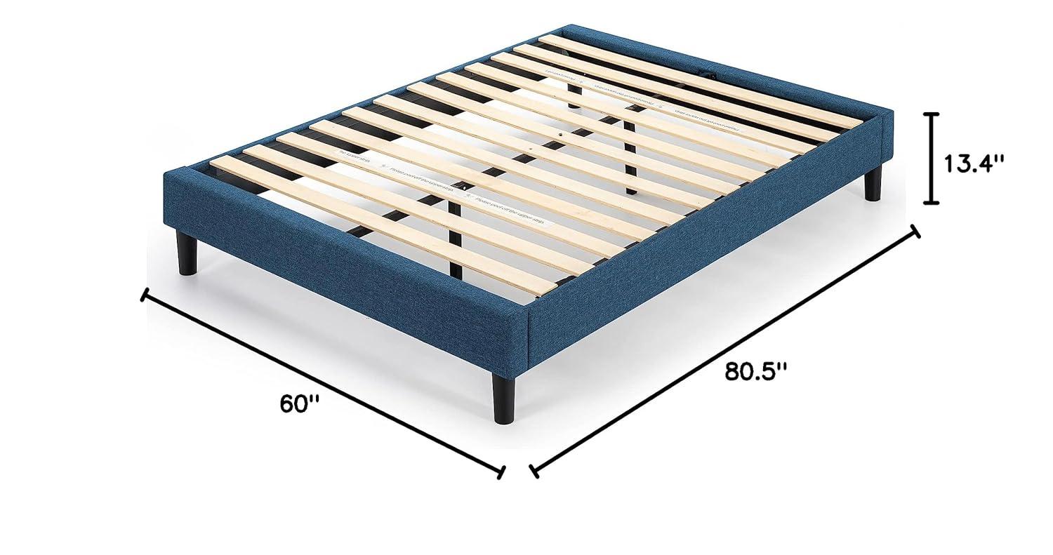 Zinus Curtis Estructura de Cama con Plataforma Tapizada de 13", Azul Marino, Tamaño Queen