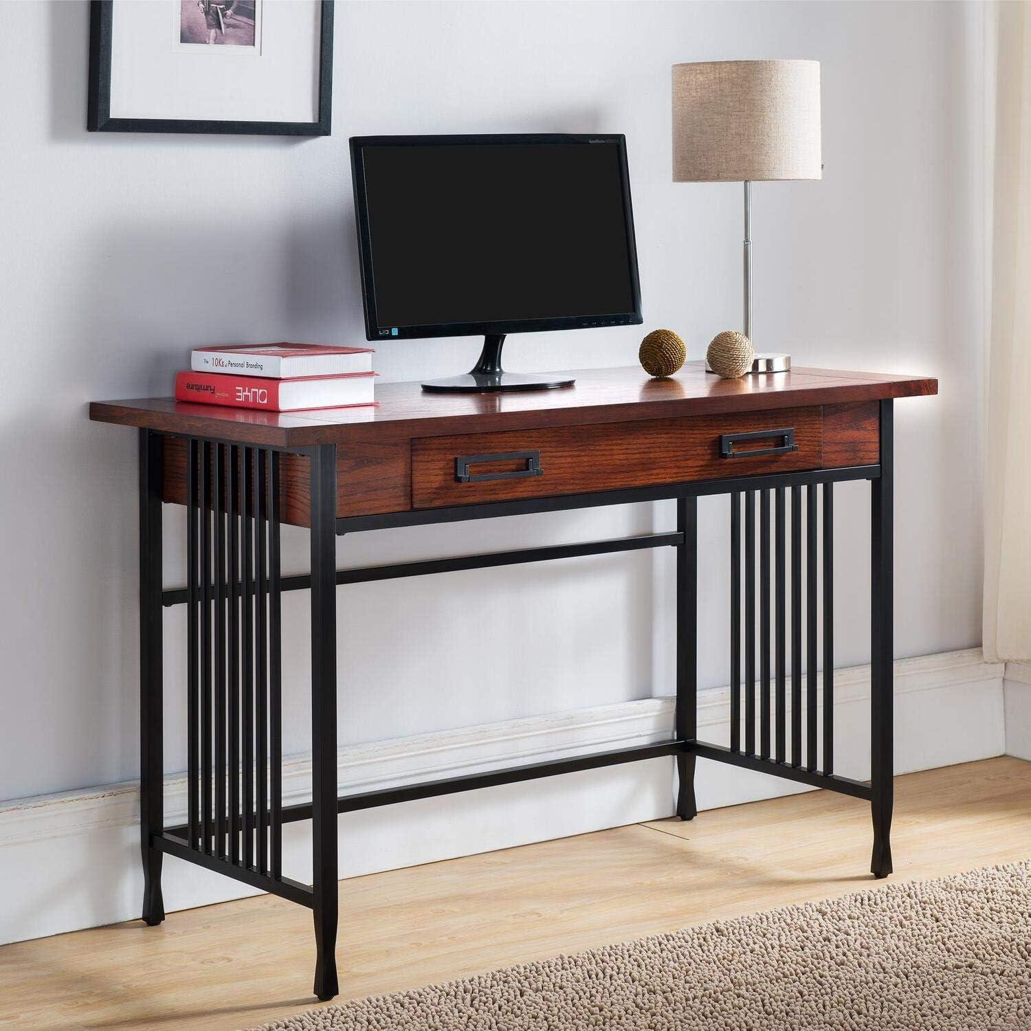 Ironcraft Mission Oak Computer Desk with Matte Black Frame