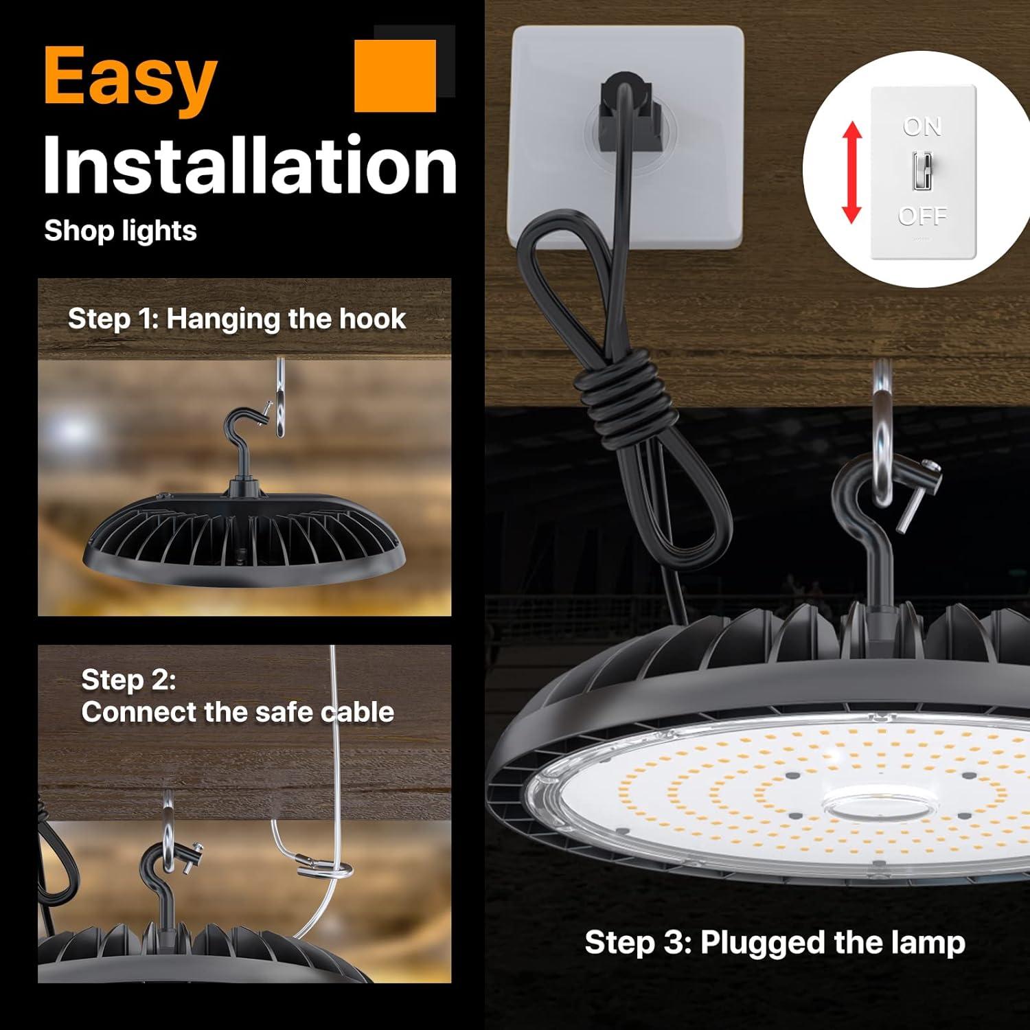 Led High Bay Light 250W, 5000K Bright High Bay Led Lights 37500LM, Durable UFO Bay Lighting (150LM/W) for Workshop, Garage, Warehouse