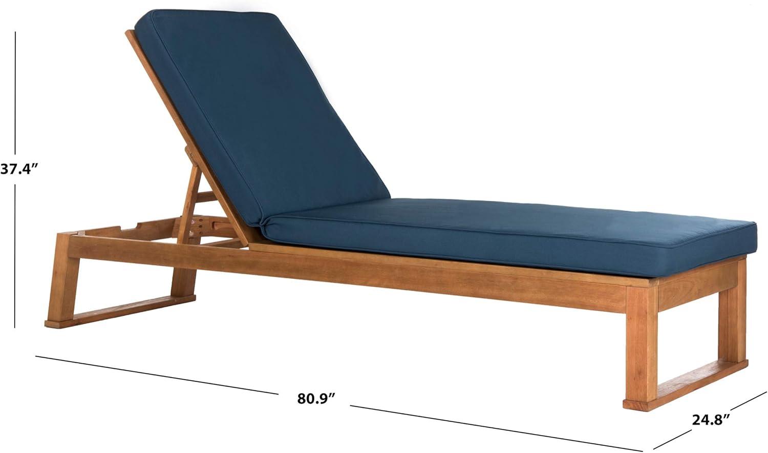 Solano Sunlounger - Outdoor - PAT7024 - Natural/Navy -Safavieh