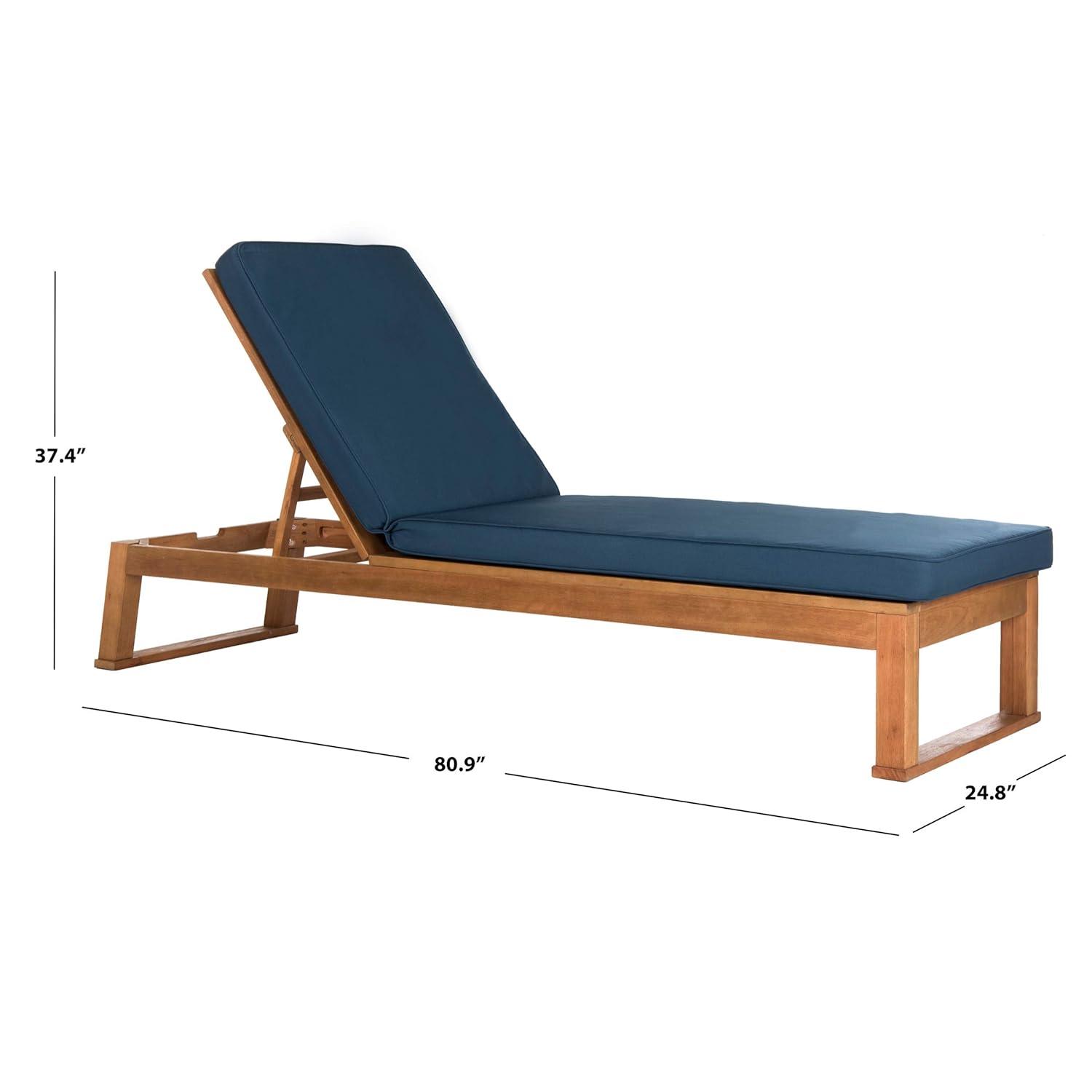 Solano Sunlounger - Outdoor - PAT7024 - Natural/Navy -Safavieh