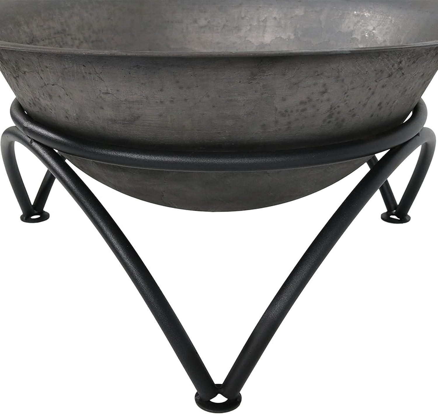 SunnyDaze Decor 23.5" Round Wood-Burning Dark Gray Finish Cast Iron Fire Pit Bowl and Stand