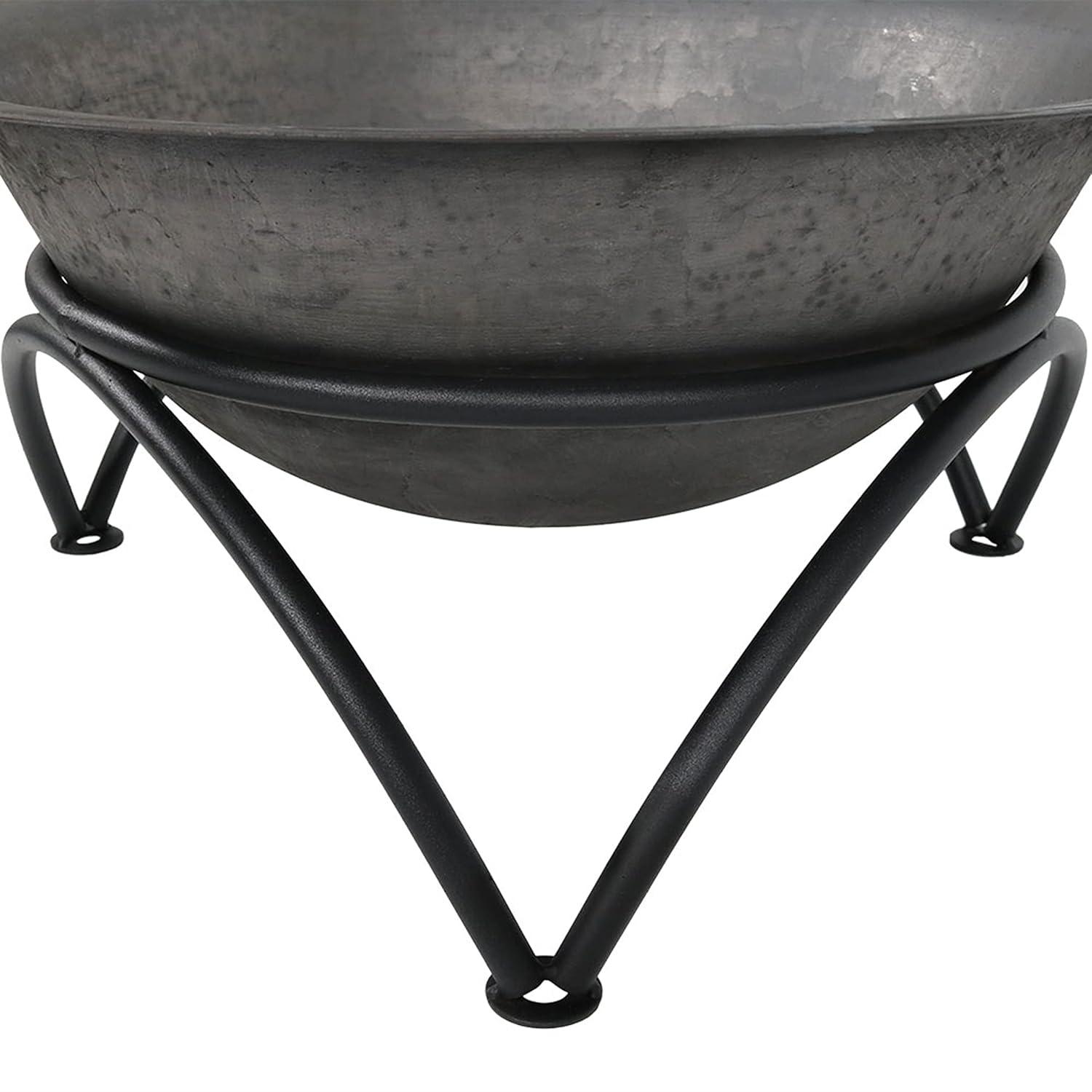 SunnyDaze Decor 23.5" Round Wood-Burning Dark Gray Finish Cast Iron Fire Pit Bowl and Stand