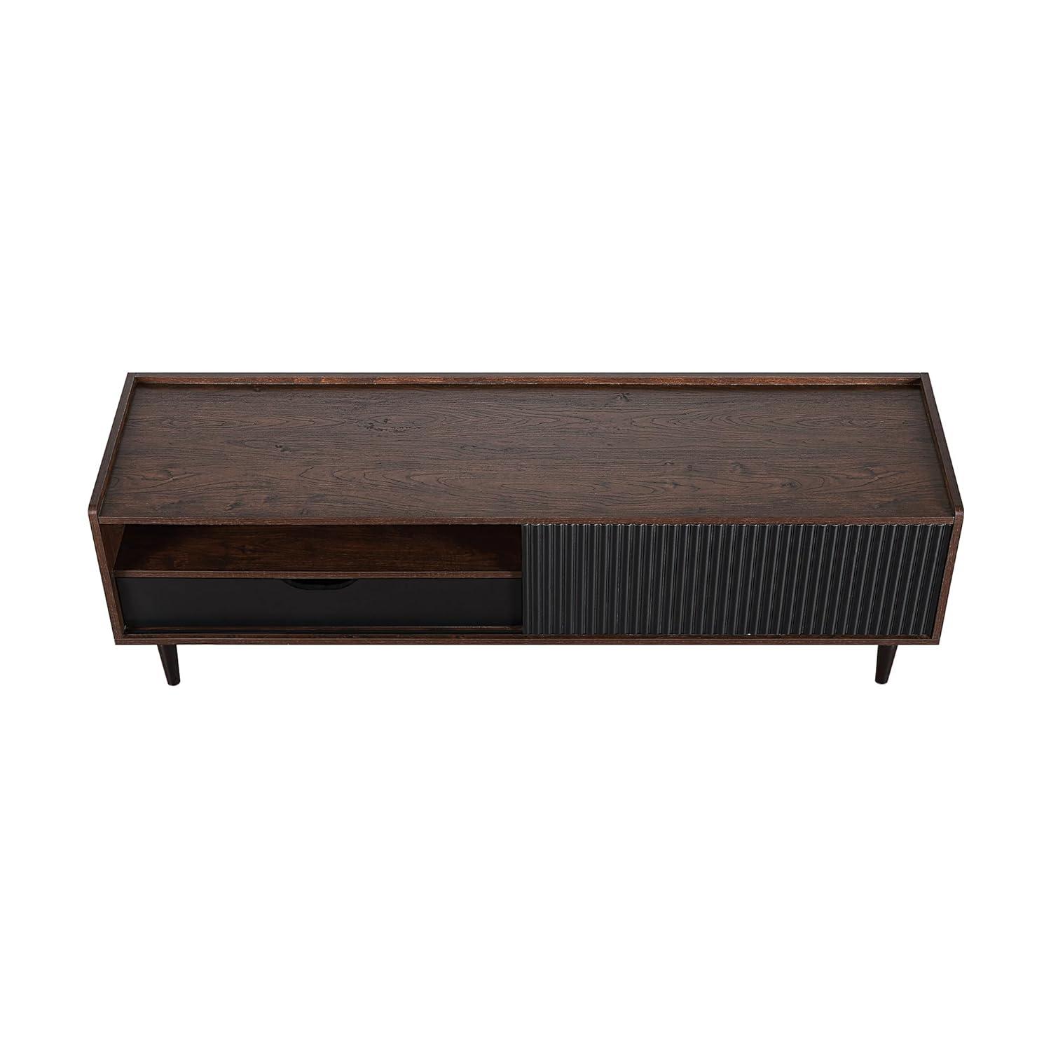 Duane Modern Ribbed TV Stand for TVs up to 55" Dark Brown/Black - Manhattan Comfort