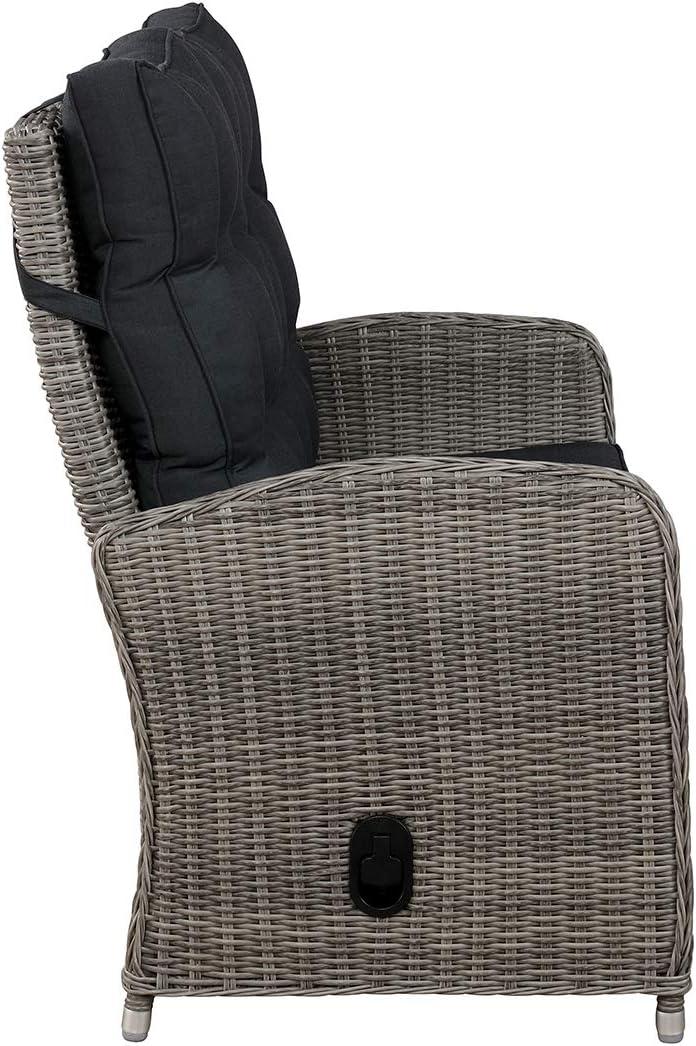 Monaco 48" Gray All-Weather Wicker Outdoor Reclining Bench