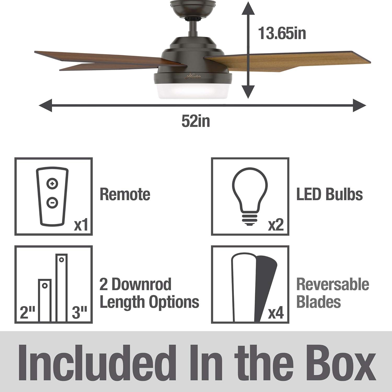 Dempsey 52" 4 - Blade Contemporary Indoor Ceiling Fan with Lights and Remote