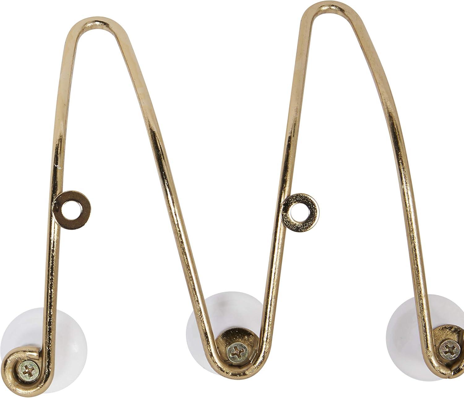 Gold and White Ceramic Metal Wall Hook Set of Four