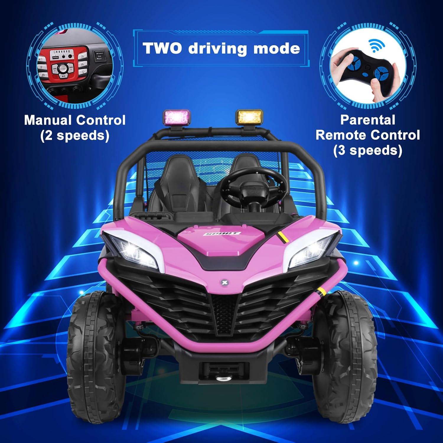 Purple 24V 2-Seater Electric Ride-On UTV Car with Remote Control