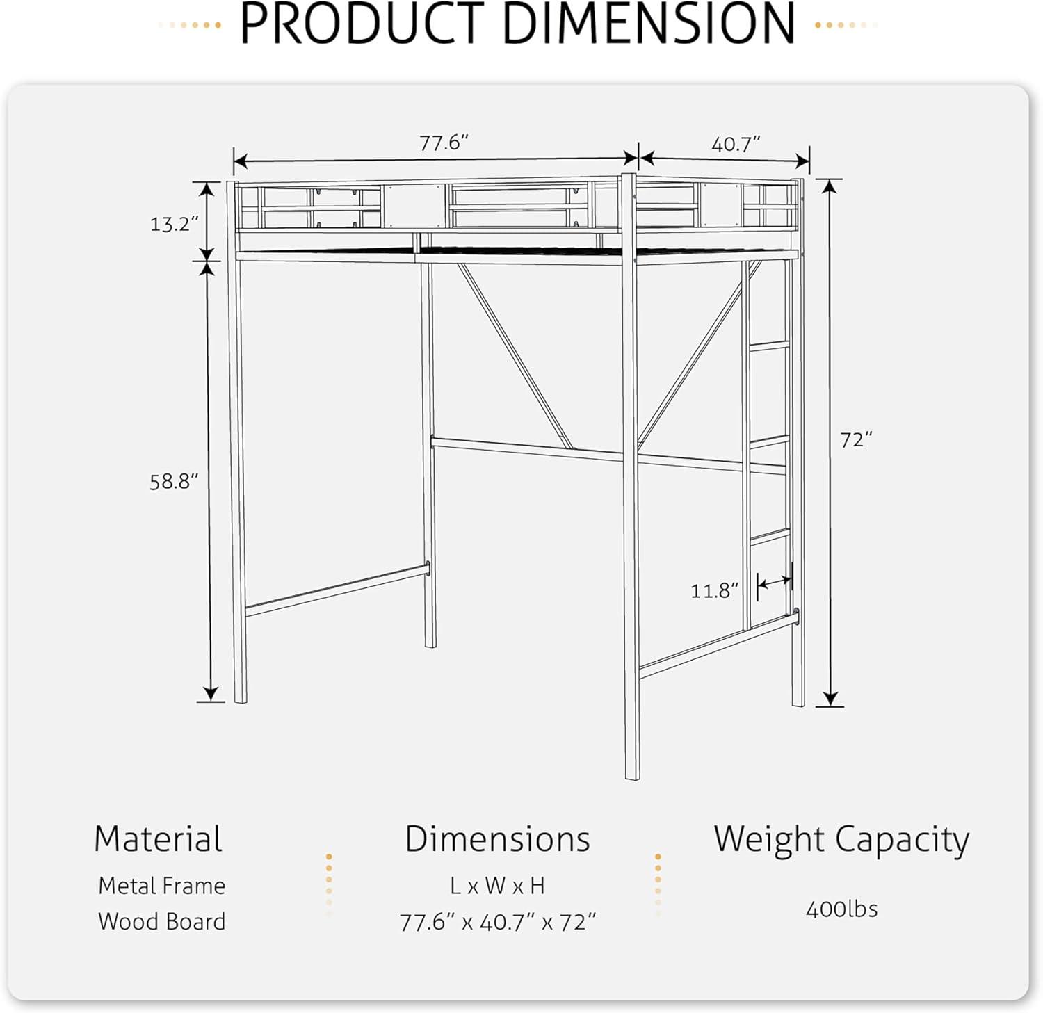 SHA CERLIN Metal Twin Size Loft Beds Frame with Stairs & Full-Length Guardrail for Teen and Child, Black