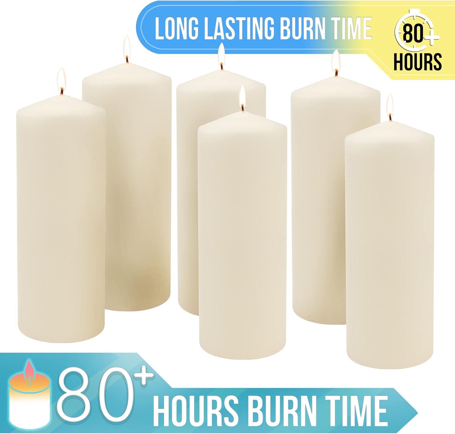 6pk Pillar Candles Ivory - Stonebriar Collection