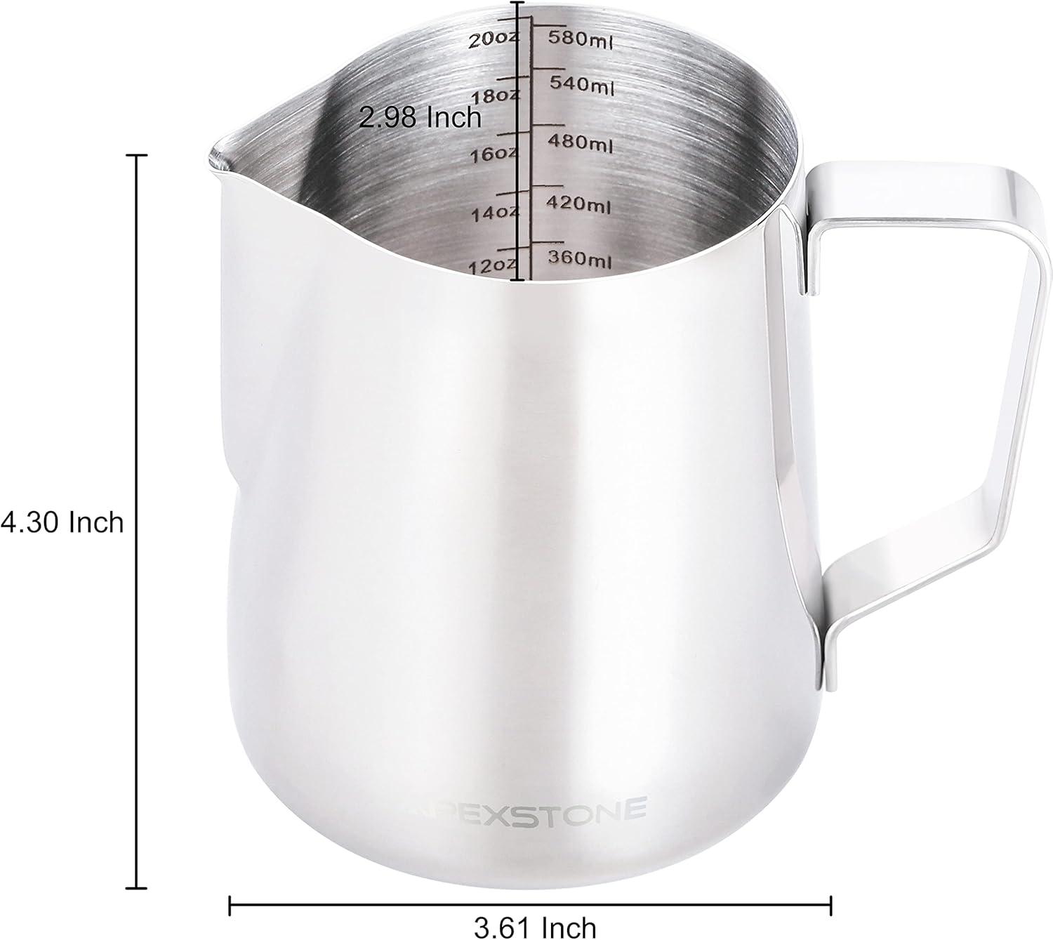 Silver Stainless Steel 20oz Milk Frothing Pitcher