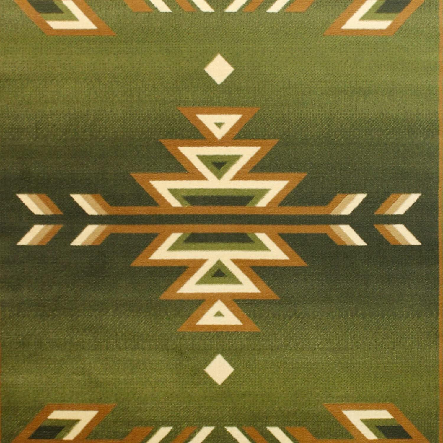 Flash Furniture Lodi Collection Rectangular Southwestern Beige, Green Area Rug, 5' x 7'