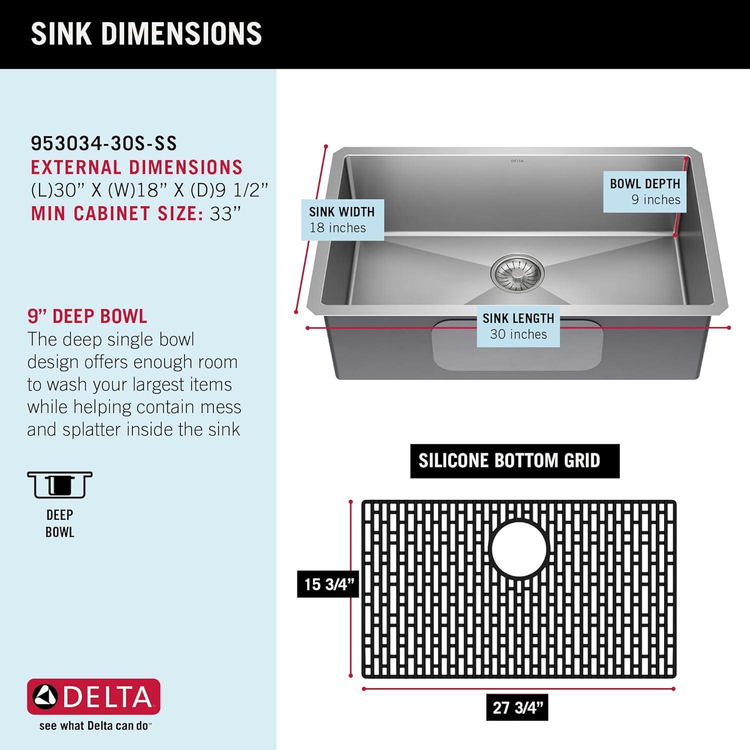 Delta Lenta™ Undermount 16 Gauge Stainless Steel Single Bowl Kitchen Sink with Accessories