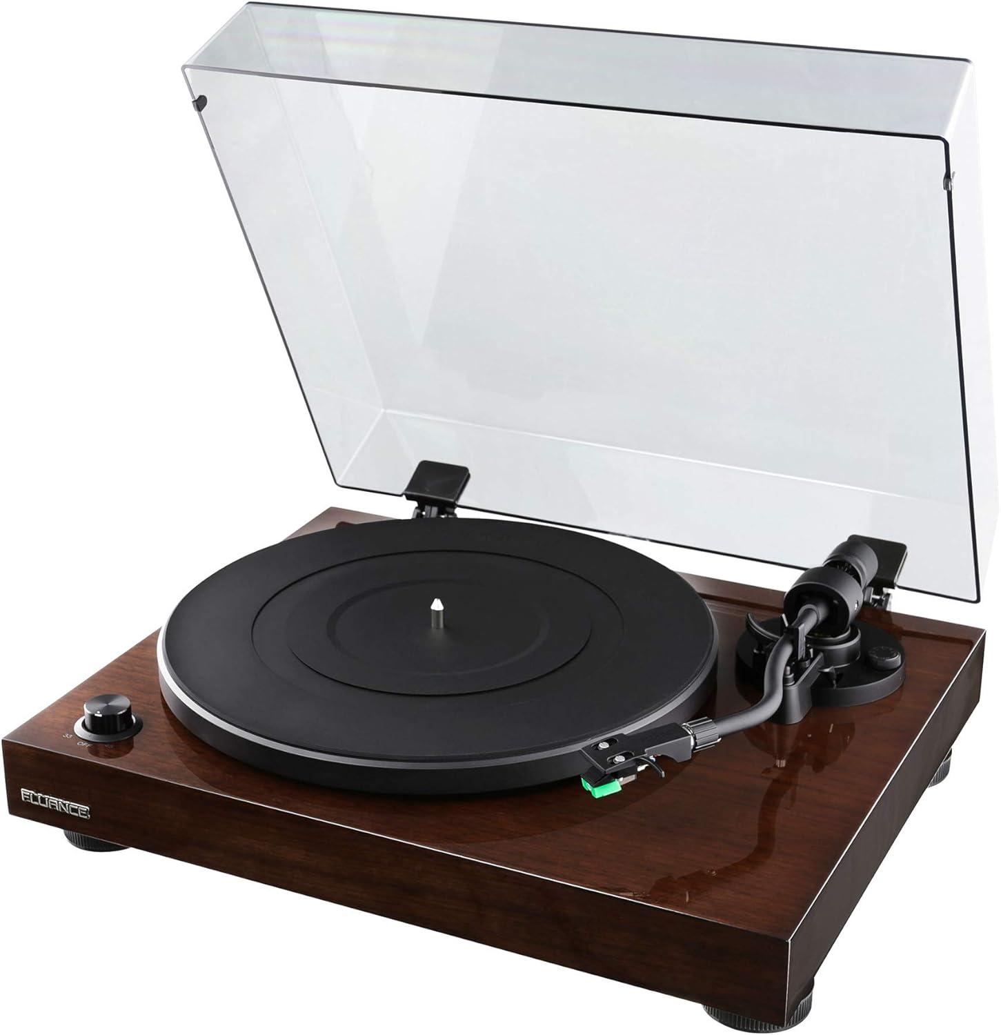 Fluance RT81 Elite High Fidelity Vinyl Turntable Record Player with Audio Technica AT95E Cartridge, Belt Drive, Preamp - Walnut