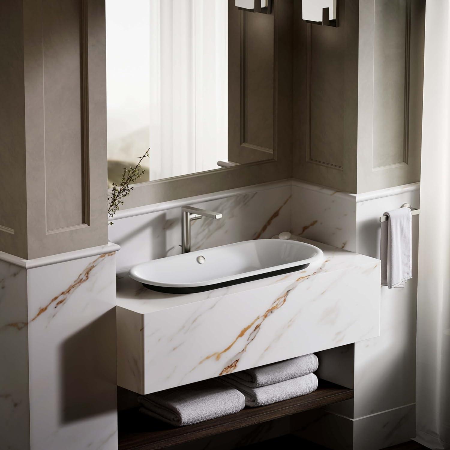 Iron Plains Capsule Vessel/Drop-In/Under-Mount Bathroom Sink with Iron Gate Painted Underside