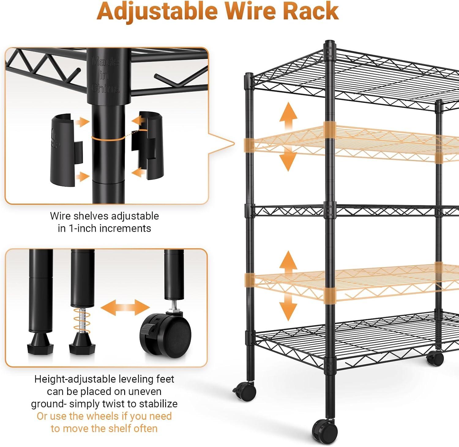 Black 3-Tier Heavy Duty Steel Storage Shelving Unit