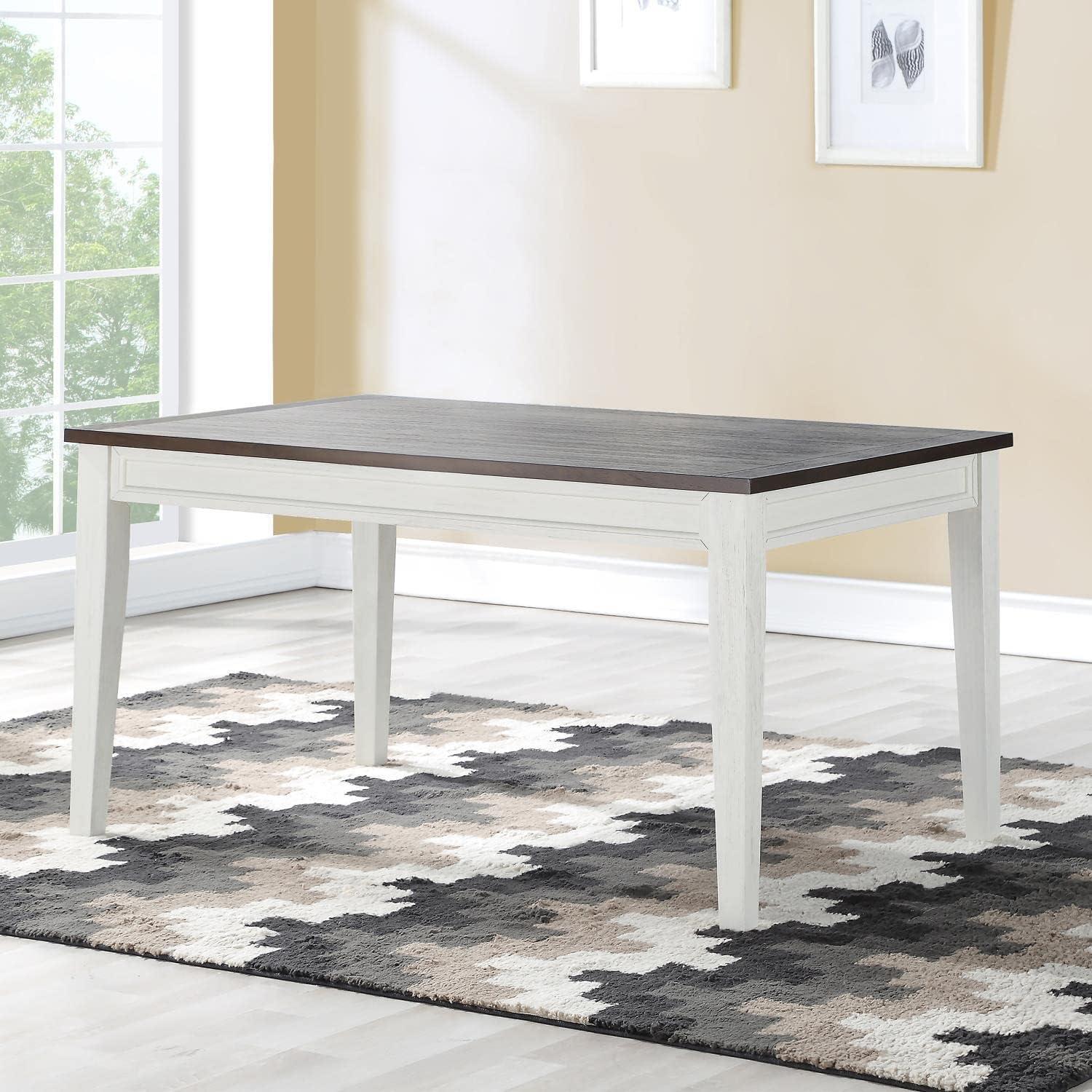 Caylie Two-Tone Ivory and Driftwood Fixed Top Dining Table