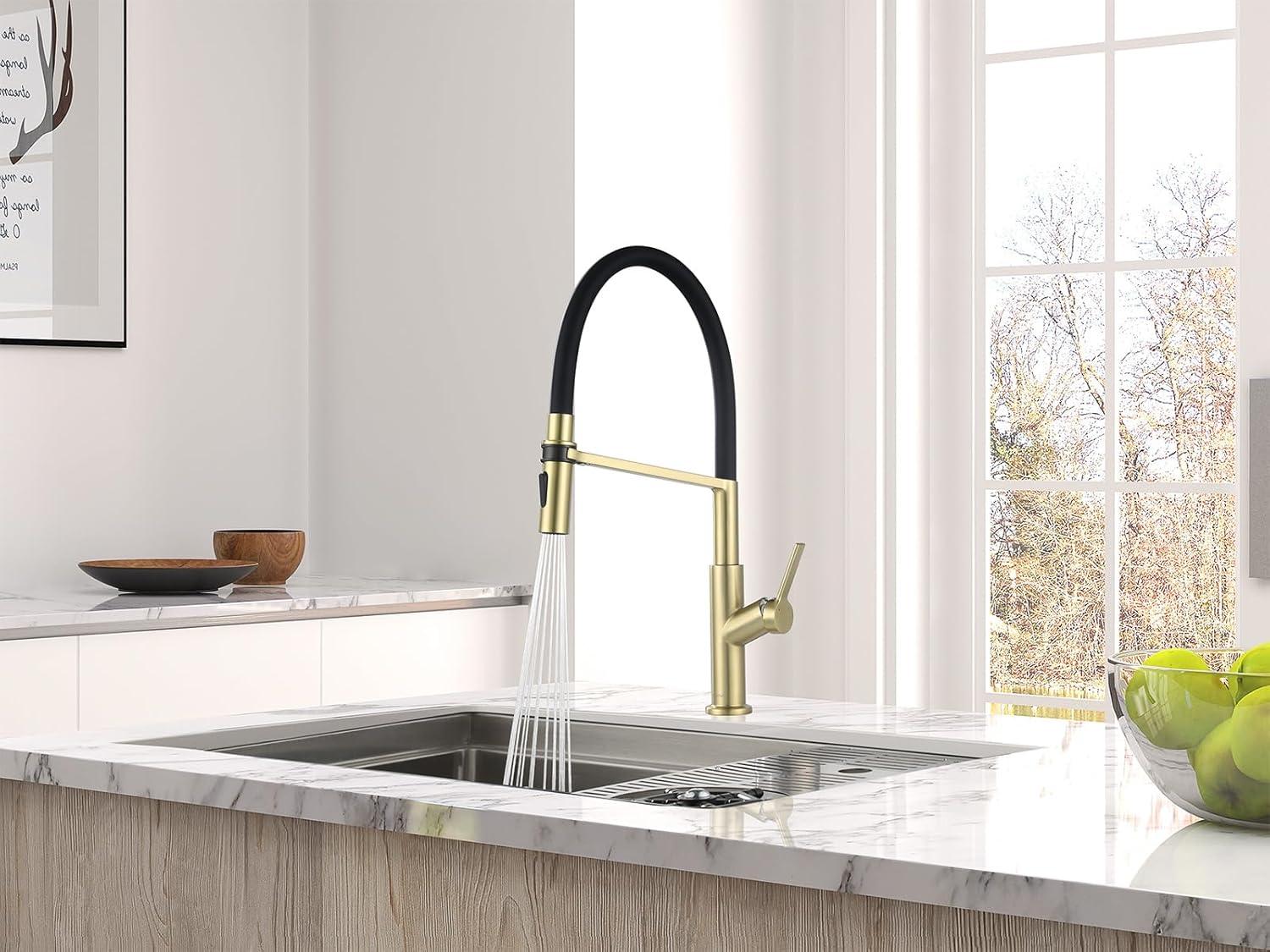 AS75CB Champagne Bronze and Black Kitchen Sink Faucet with Pull Down Sprayer Single Handle