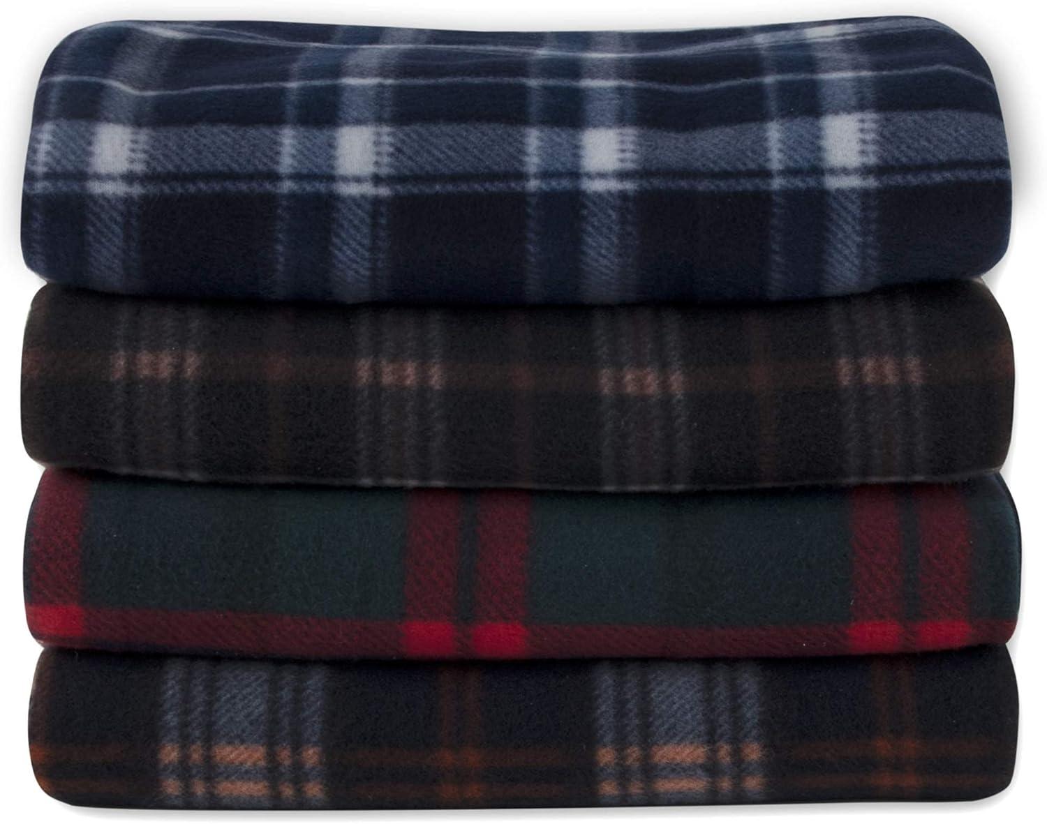 Single Plaid Color 60?L x 50?W Fleece Throw Blanket for Fall, Winter, Spring, Summer, Men, Women, Children & Pets in Red & Green Plaid