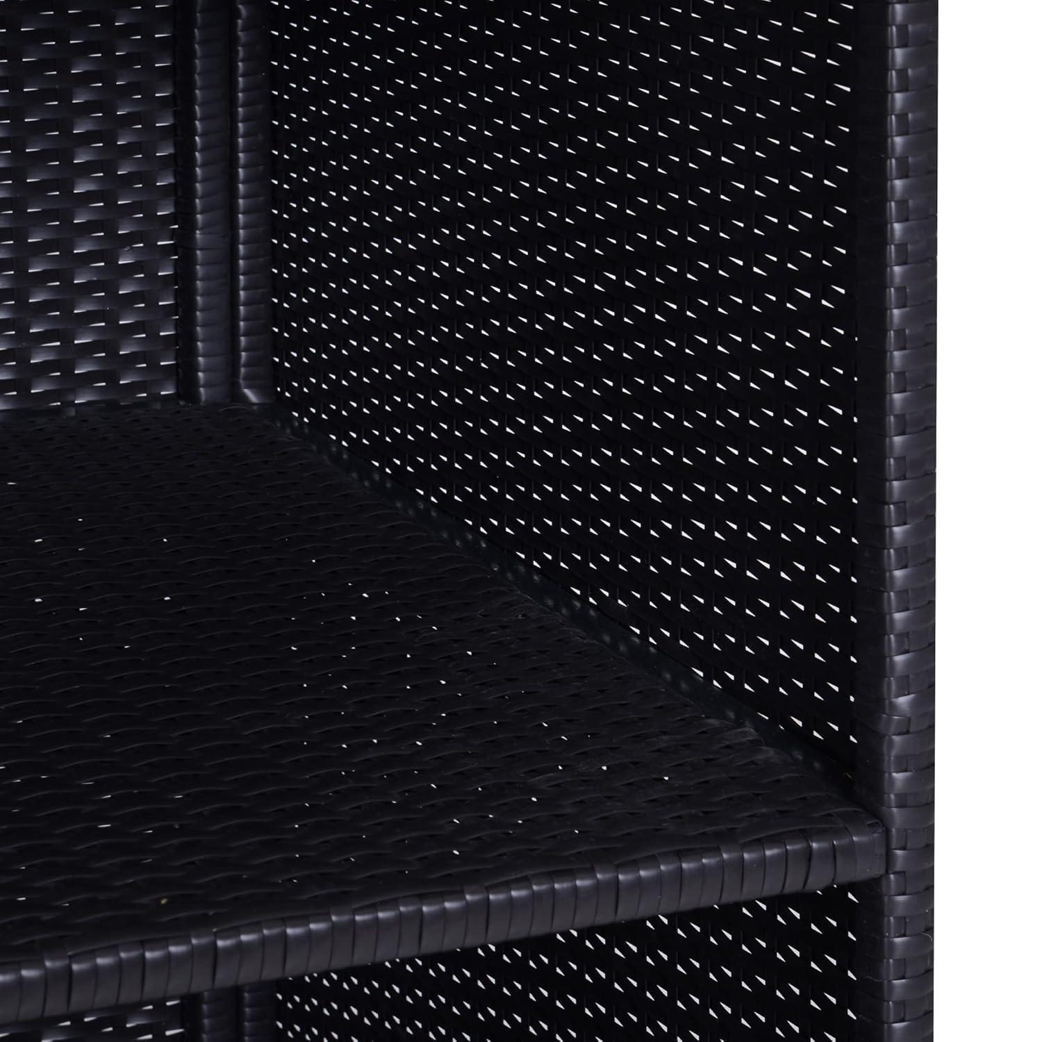 Tryimagine Outsunny Valet Pool Towel Rack, Waterproof PE Plastic Rattan Wicker Storage Organizer, Indoor Outdoor Spa, And Hot Tub Accessory Storage, 2 Shelves, 1 Basket Drawer