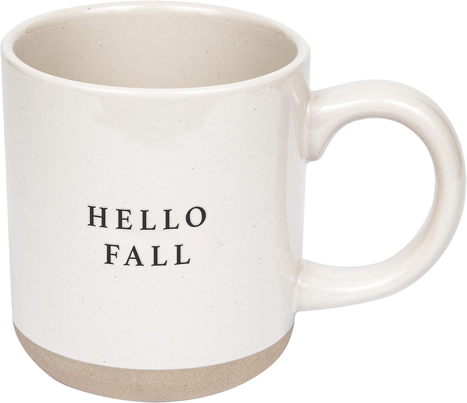 Hello Fall Beige Ceramic Stoneware Coffee Mug 14oz