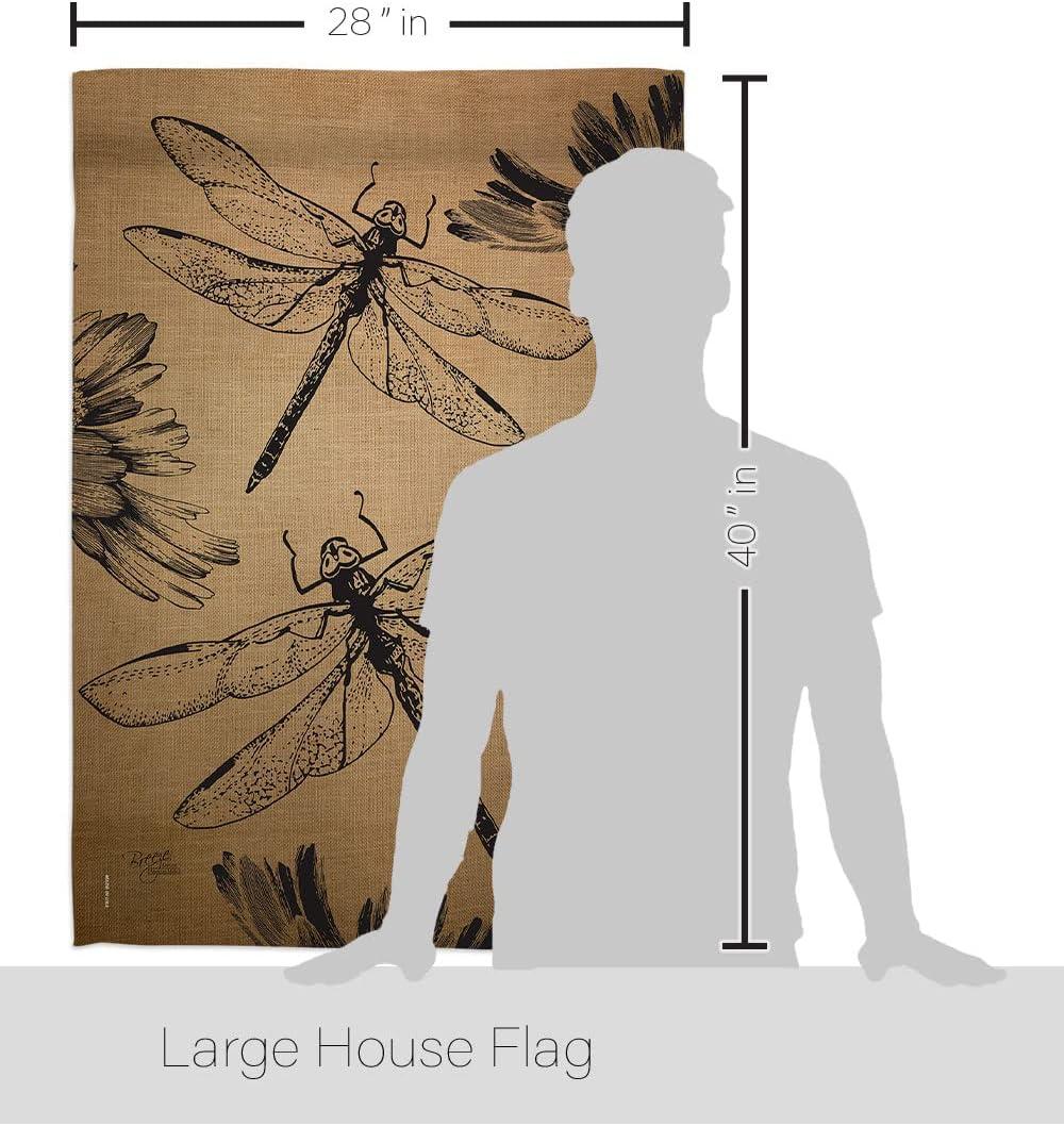 28" x 40" Burlap Dragonfly Garden House Flag