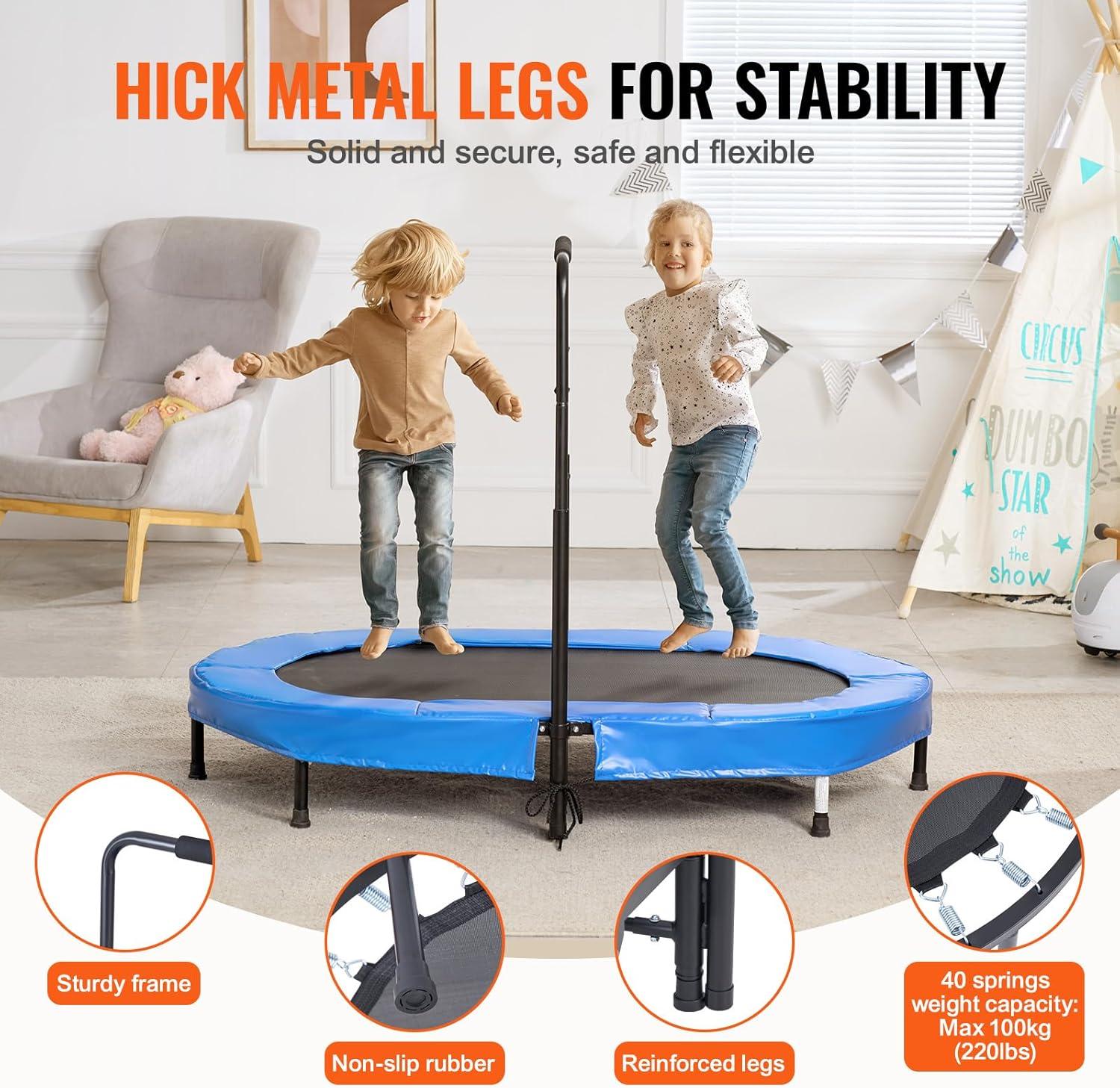 VEVOR 56" Trampoline for Kids Foldable Mini Toddler Trampoline Indoor Outdoor
