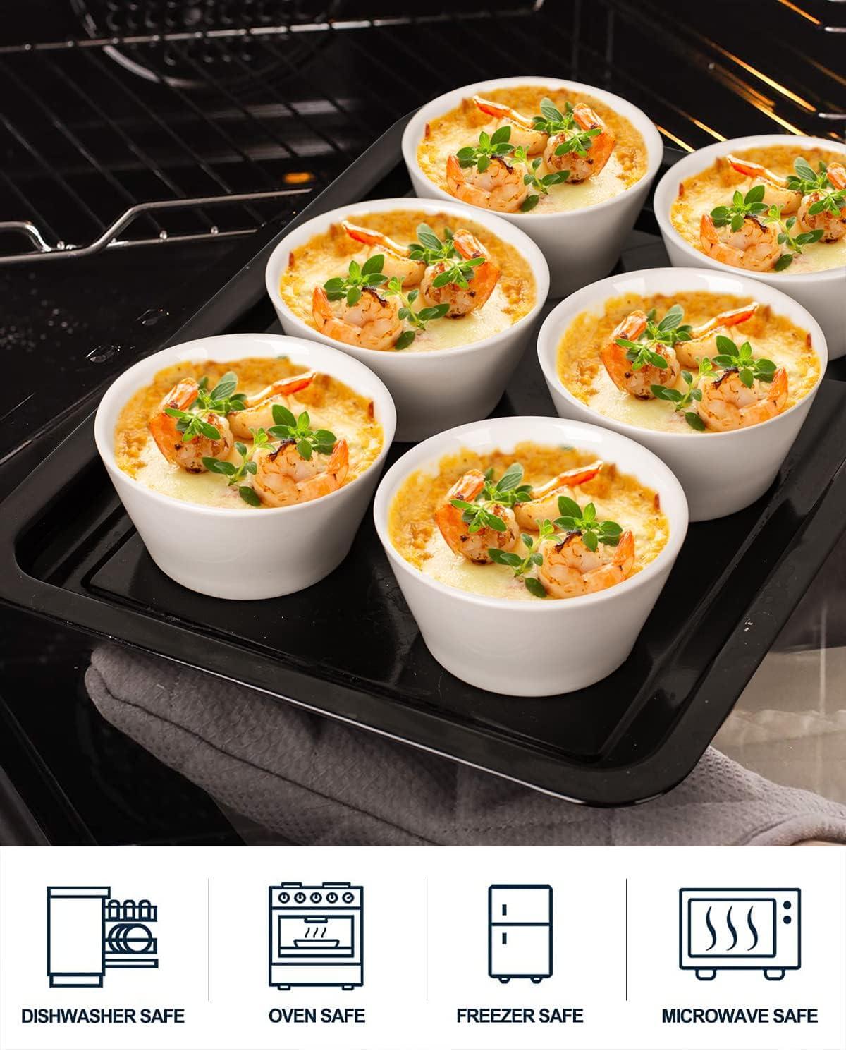 White Porcelain 8 Oz Stackable Dessert Bowls, Set of 6