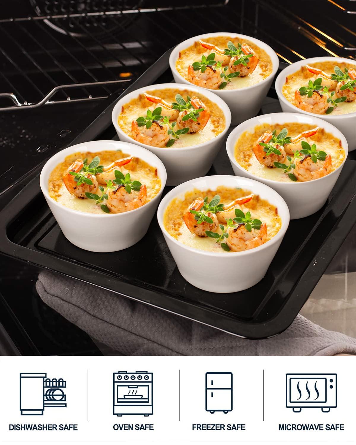 White Porcelain 8 Oz Stackable Dessert Bowls, Set of 6