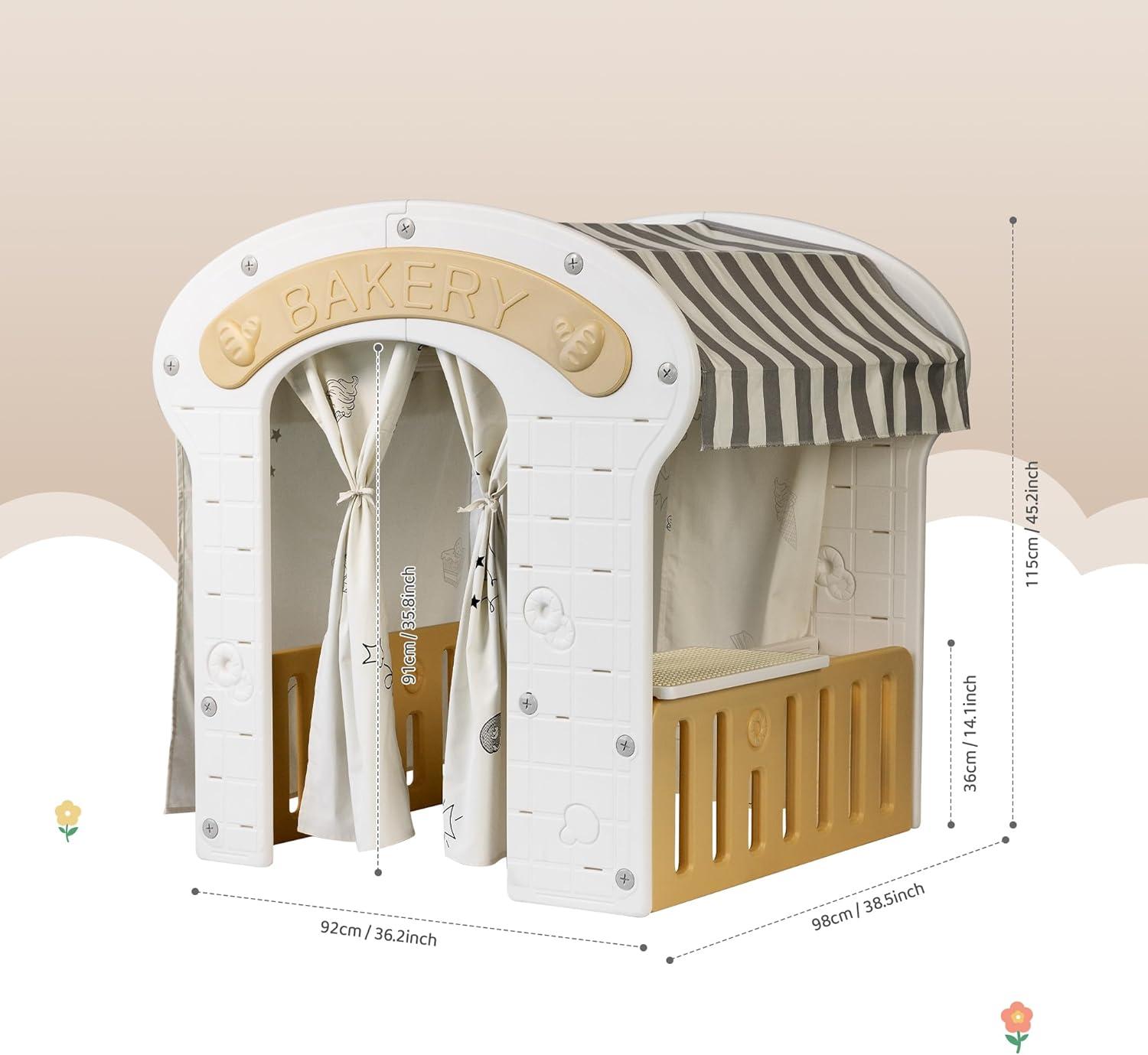 Duke Baby Brown Plastic Bakery Playhouse with Building Block Board