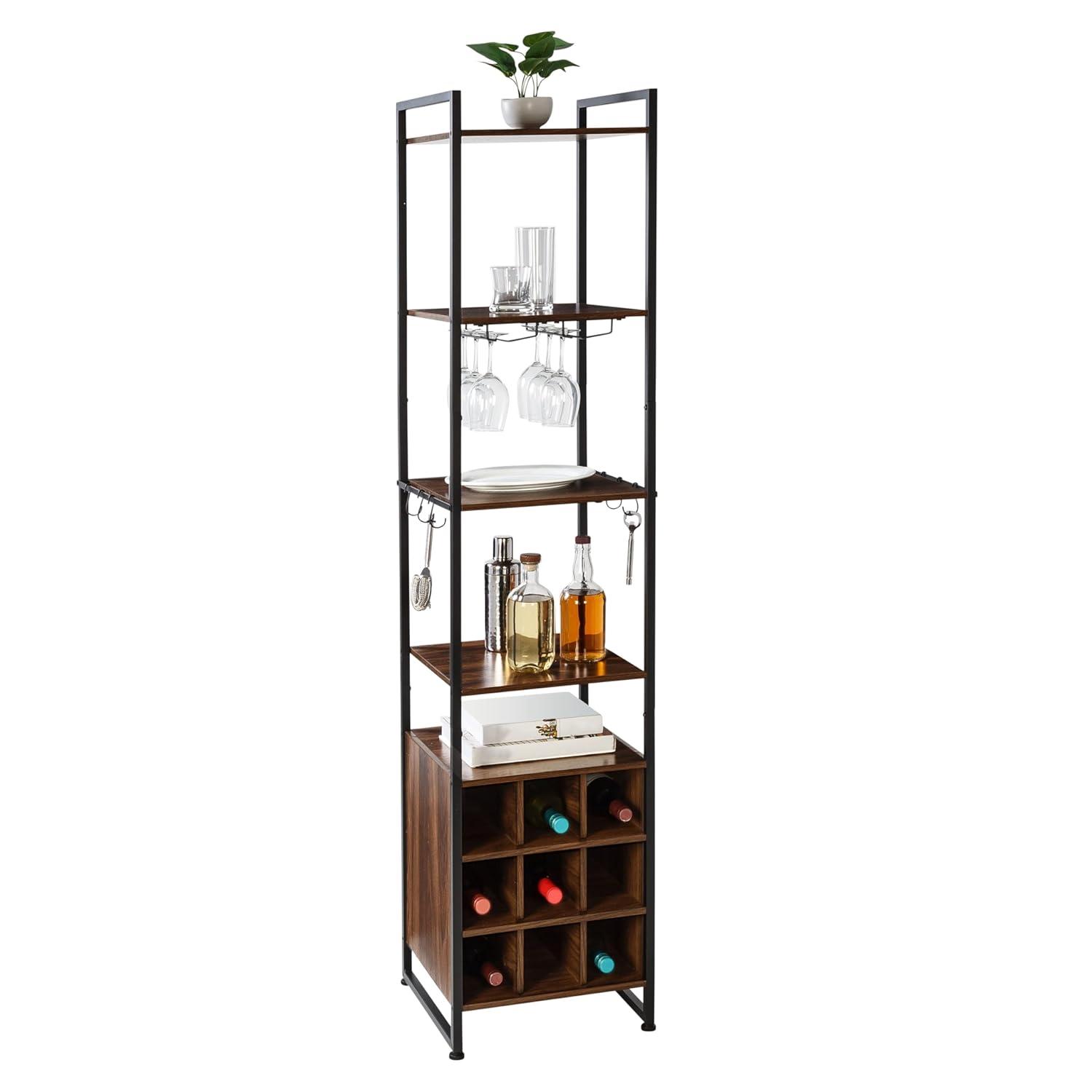 Honey-Can-Do Free-Standing Wine & Bar Storage Tower SHF-09514 Black, 150 lbs