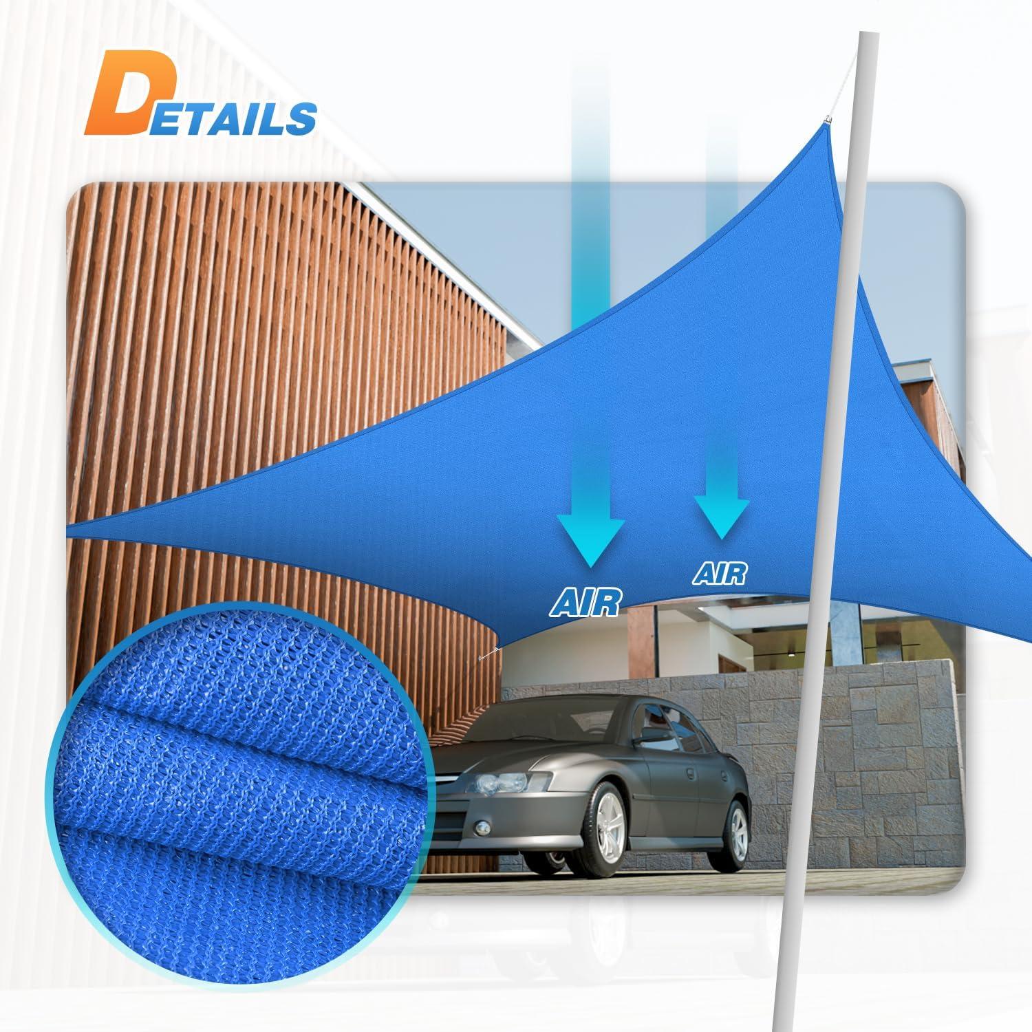 Sunshades Depot 8' x 12' Sun Shade Sail Rectangle Permeable Canopy Blue Custom Size Available Commercial Standard