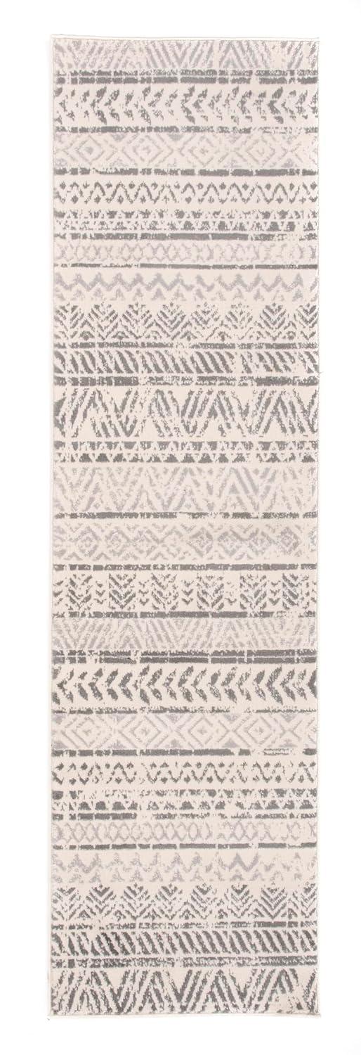 World Rug Gallery Geometric Distressed Bohemian Area Rug - Gray 2'7"x10'