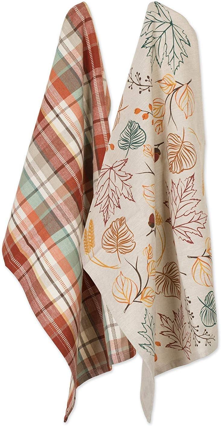 Autumn Leaves Multicolor Cotton Dishtowel Set, 18x28, 2 Count