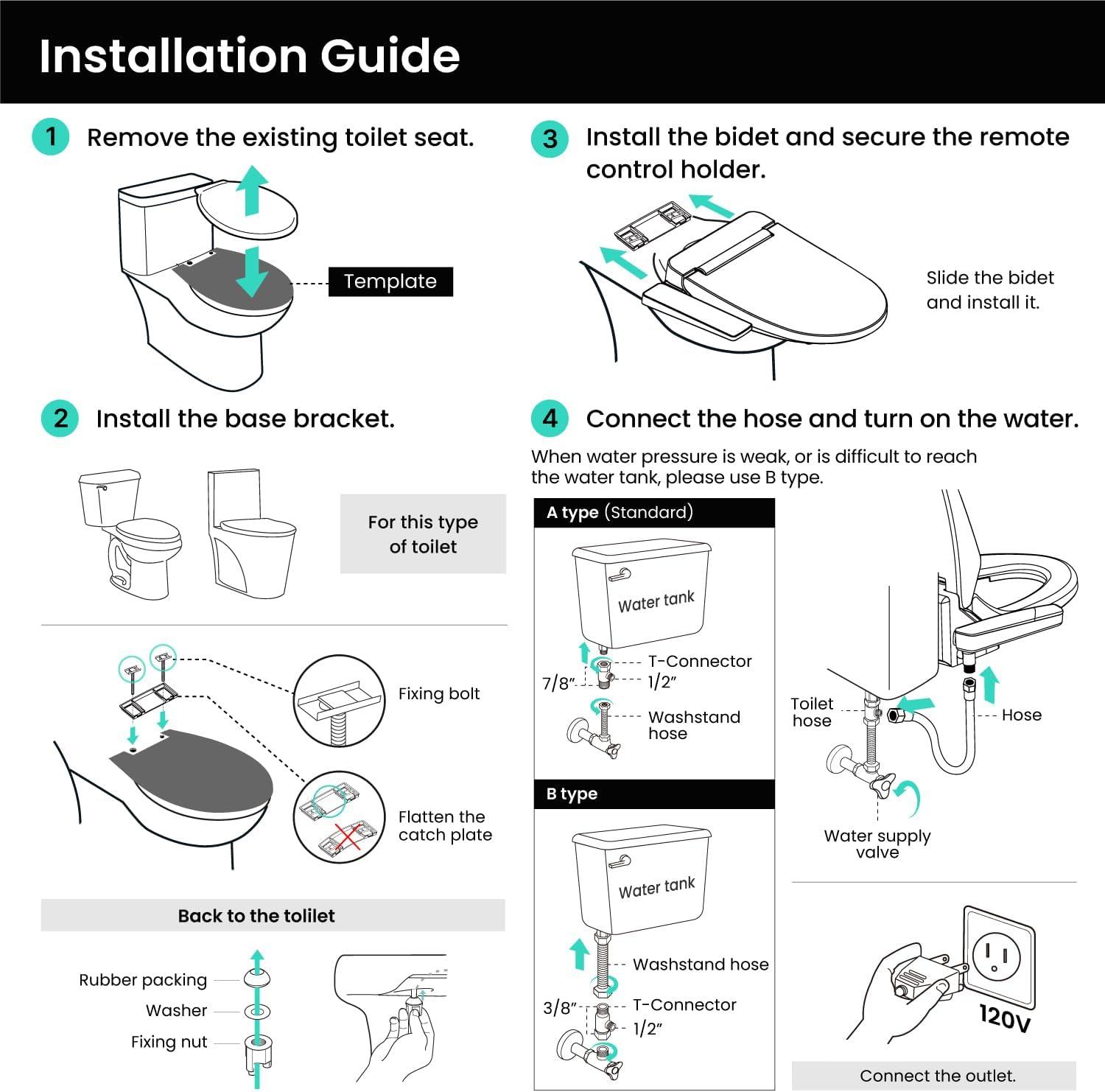 Stylement Electric Bidet Seat, Elongated Toilet in White, Remote, Deodorizer, Stainless Nozzle, UV LED, Made in Korea