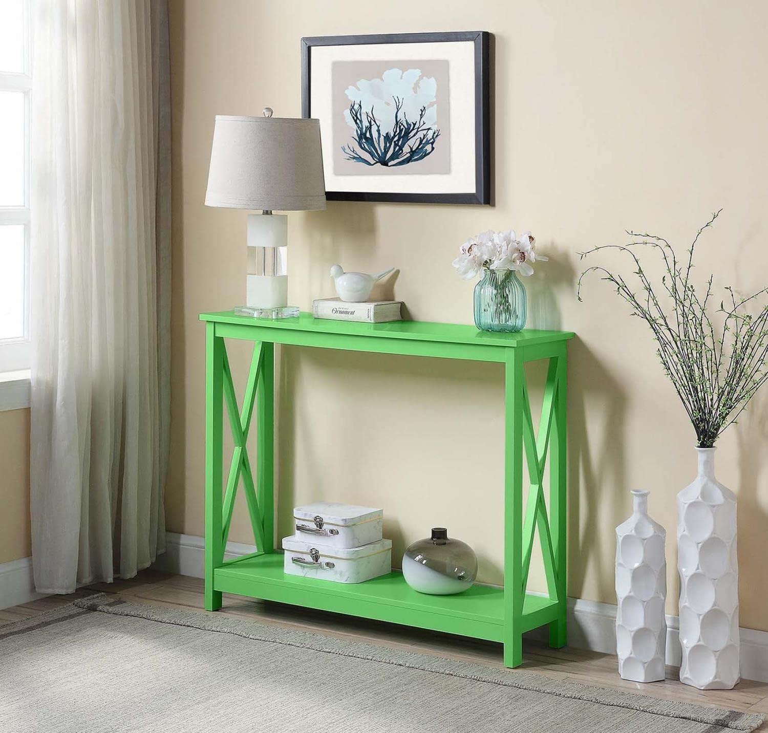 Convenience Concepts Oxford Console Table with Shelf, Lime Wood Finish