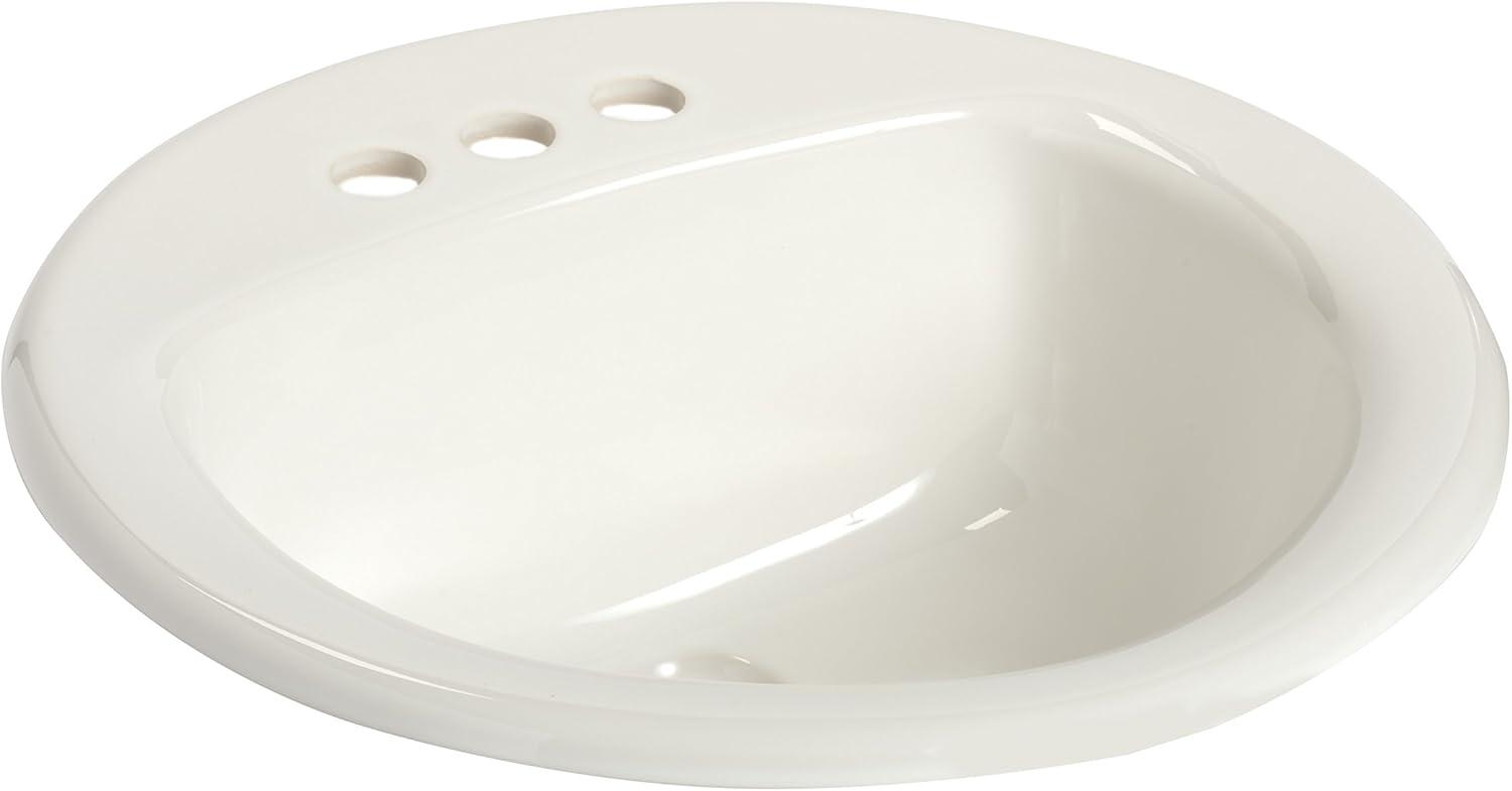 White Round Ceramic Drop-In Bathroom Sink with Overflow