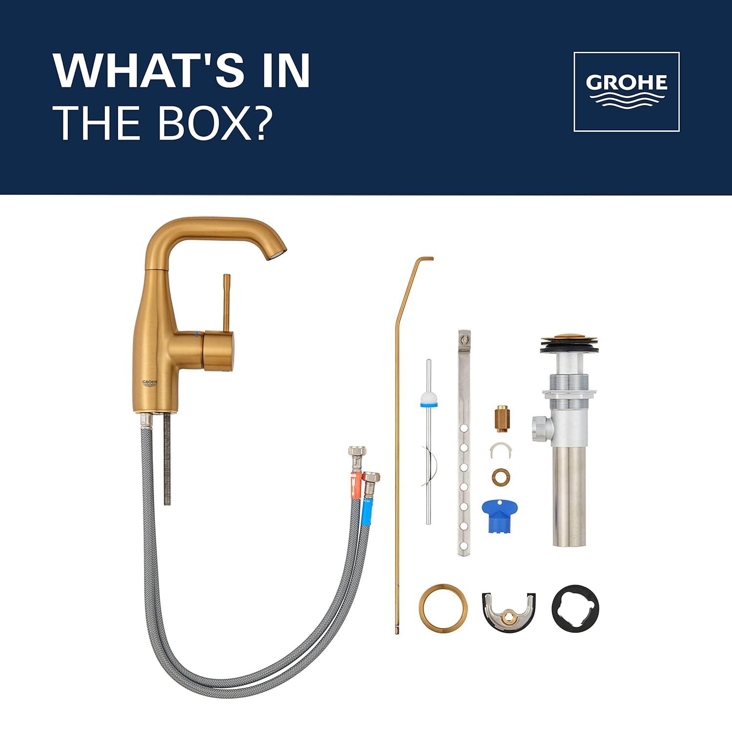 GROHE GROHE Essence Single Hole Bathroom Faucet with Single Handle, Size Medium 23485GNA