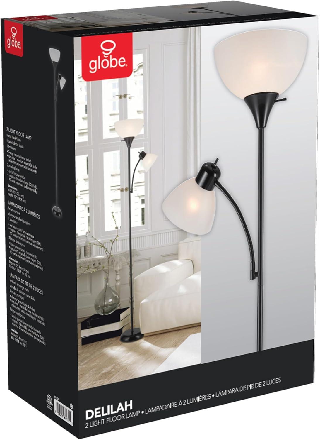 Globe Electric Delilah 72 in. Matte Black Color Torchiere Floor Lamp