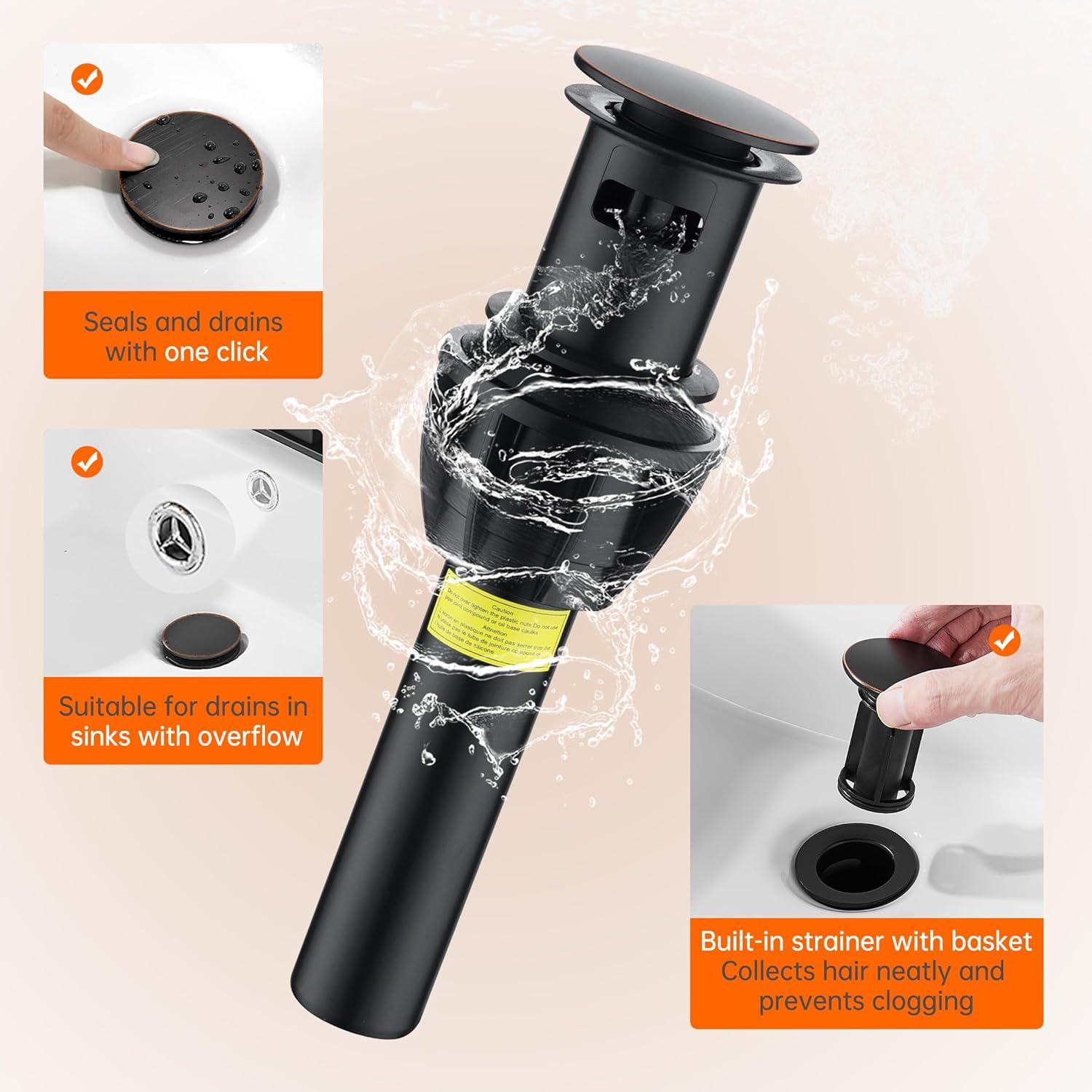 4-inch Centerset Double Handle Waterfall Bathroom Sink Faucet with Pop-up Drain Kit