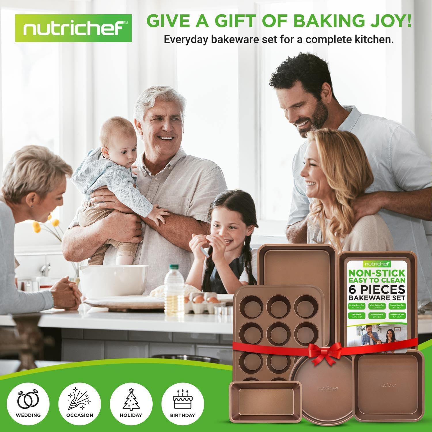 NutriChef 6 Piece Nonstick Bakeware Set-Highest-Quality Baking Sheets