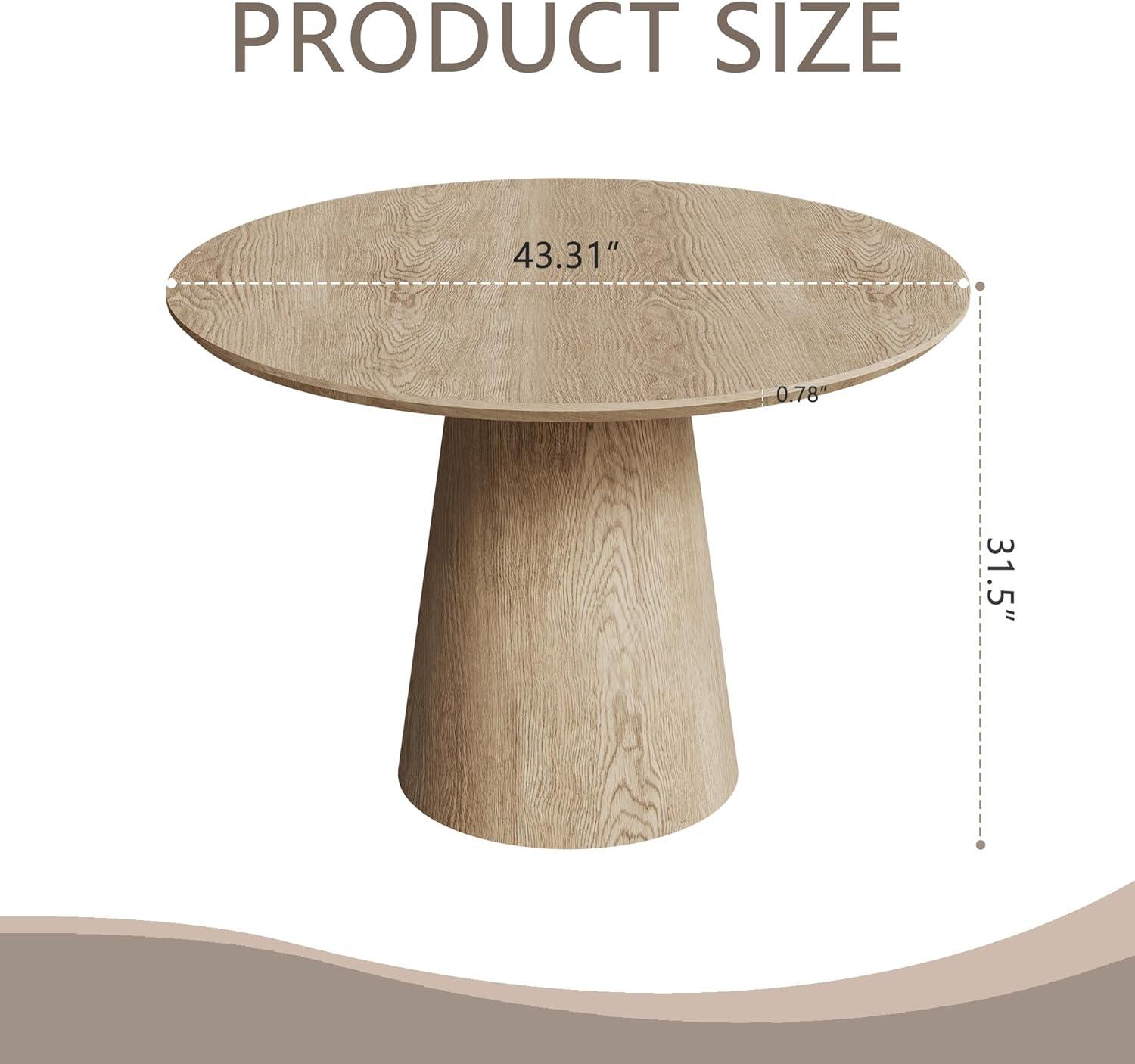 Round Dining Table for 4 to 6, 47.24" Modern Wood Kitchen Table Mid Century Circular Tabletop Curved Base Restaurant Furniture for Dining Room Kitchen Leisure Coffee Table, Oak