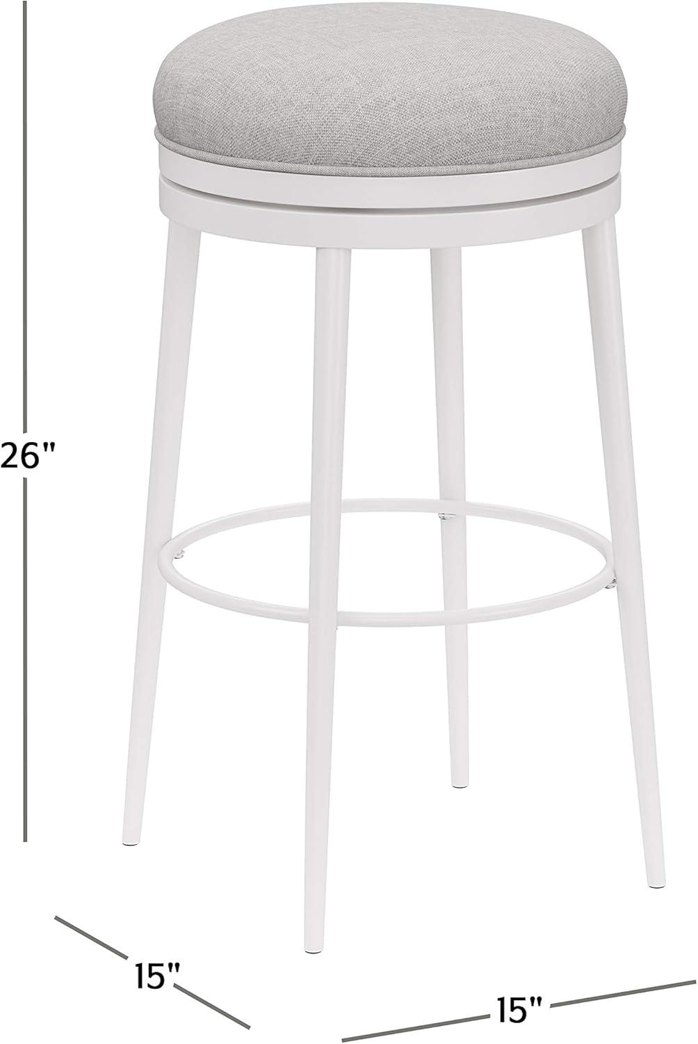 Aubrie Backless 26" Swivel Counter Height Barstool Off White/Silver - Hillsdale Furniture: Round Upholstered Metal Frame