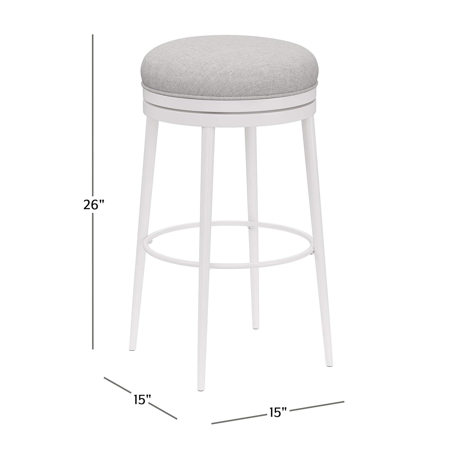 Aubrie Backless 26" Swivel Counter Height Barstool Off White/Silver - Hillsdale Furniture: Round Upholstered Metal Frame