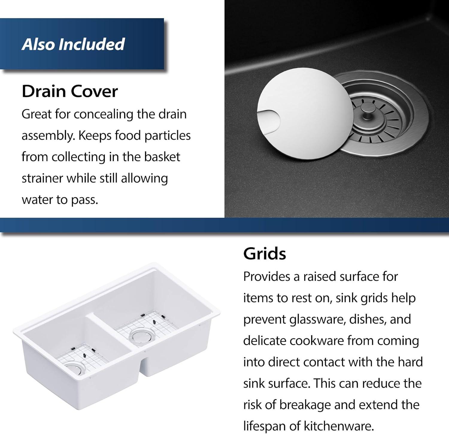 Quartz Undermount Sinks 32.5'' L Undermount Double Bowl Kitchen Sink