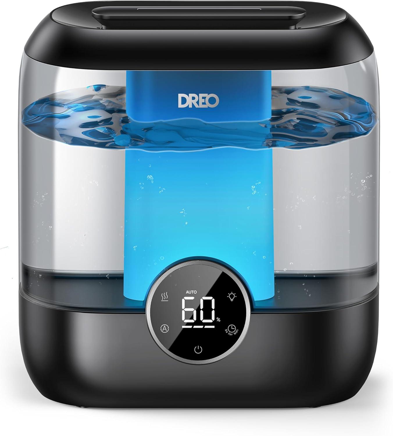 Dreo 6L Humidifiers for Bedroom, Quiet Supersized Cool Mist Ultrasonic Humidifier with Diffuser, 60 Hour Runtime for Home, Nursery, Plant, Black